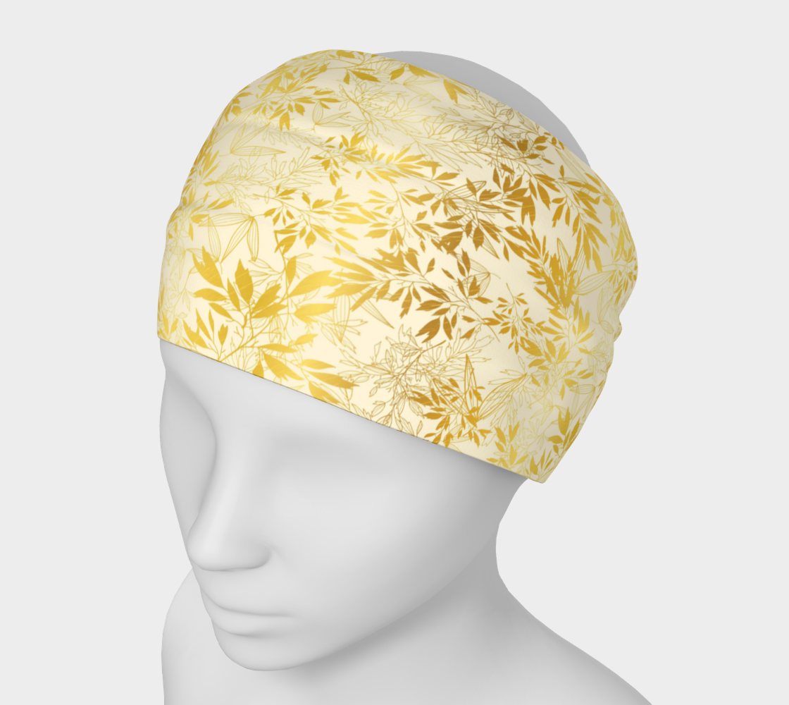 Wraparound Cloth Headband - Gold Leaves
