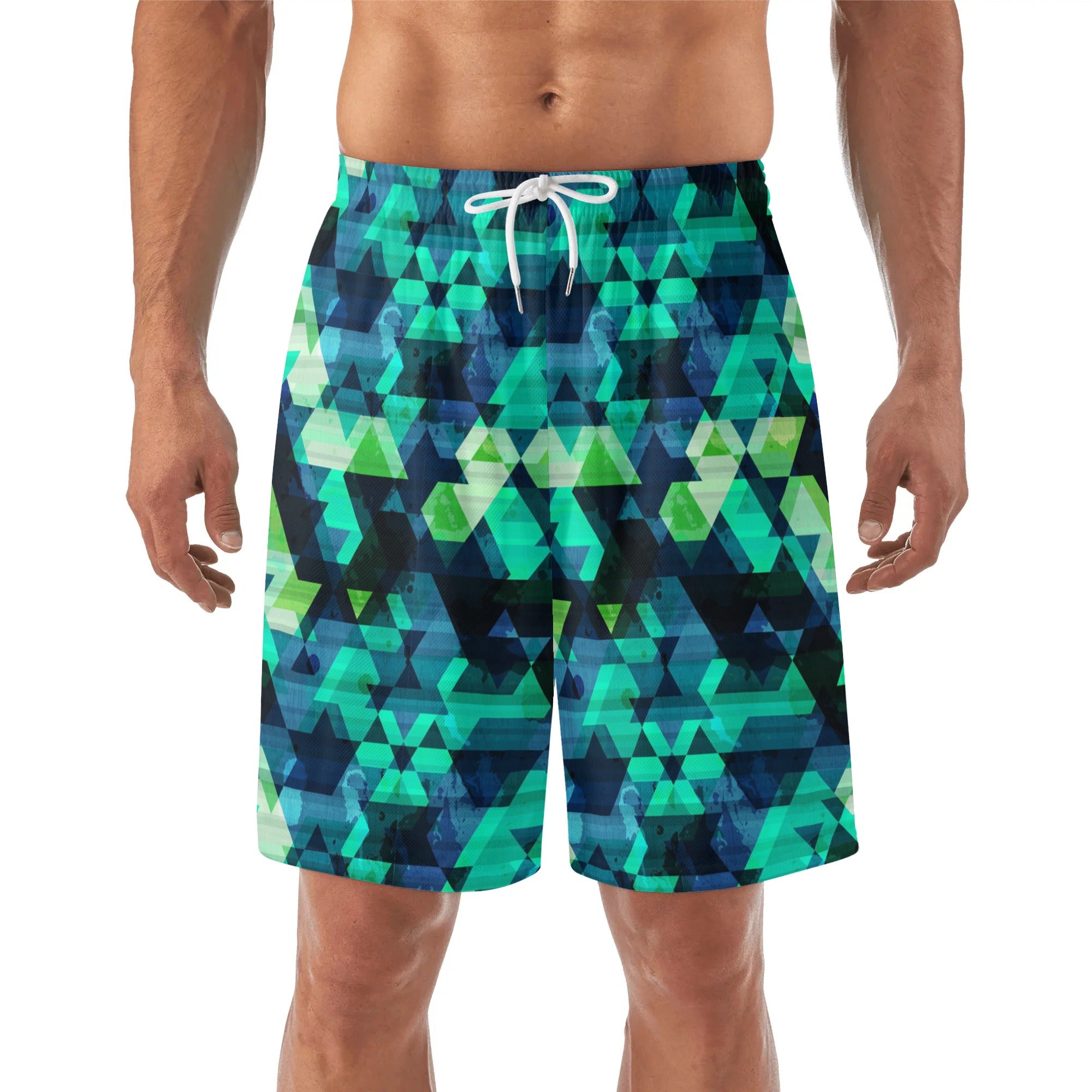 Mens Lightweight Hawaiian Beach Shorts - Netrunner