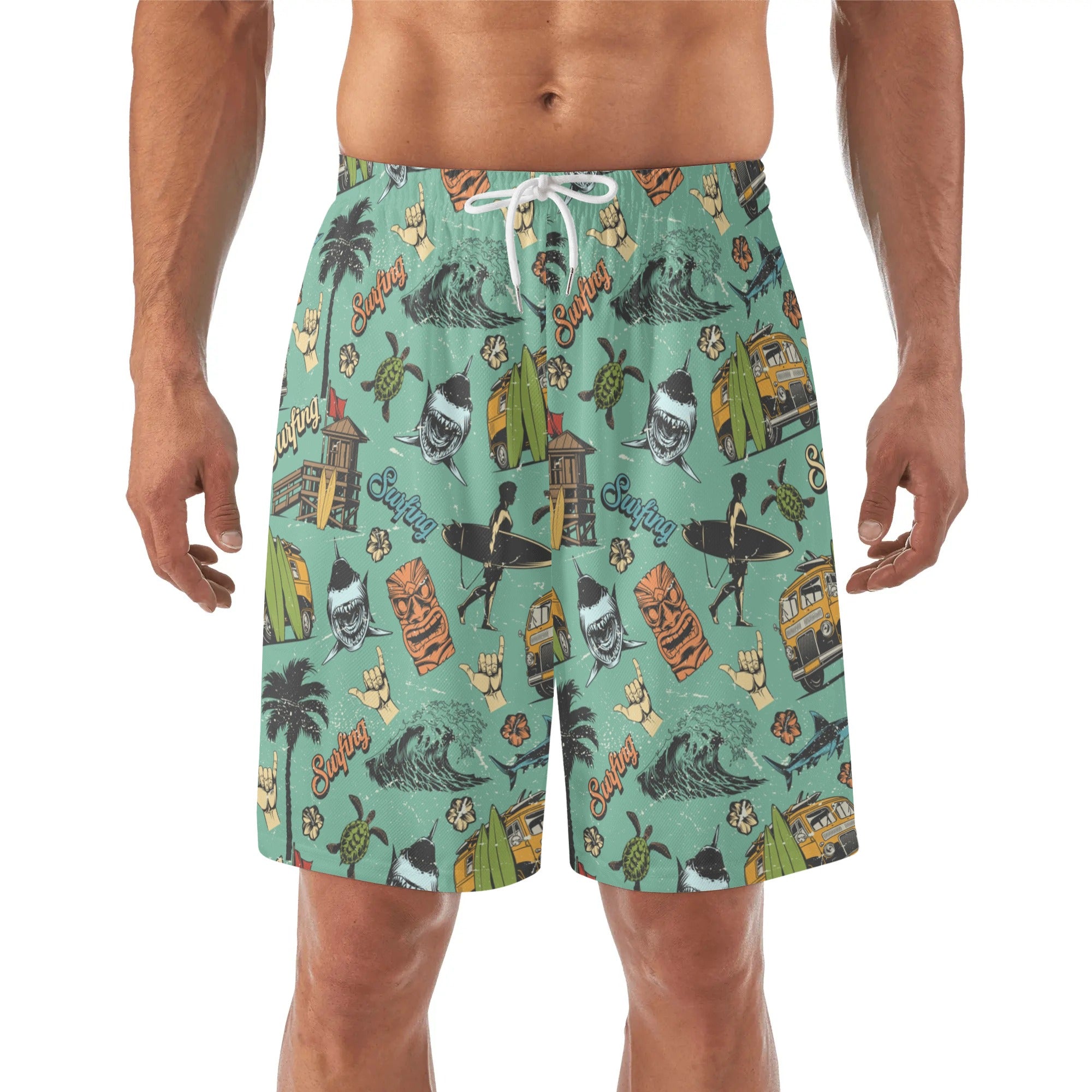 Mens Lightweight Hawaiian Beach Shorts - Surf Culture