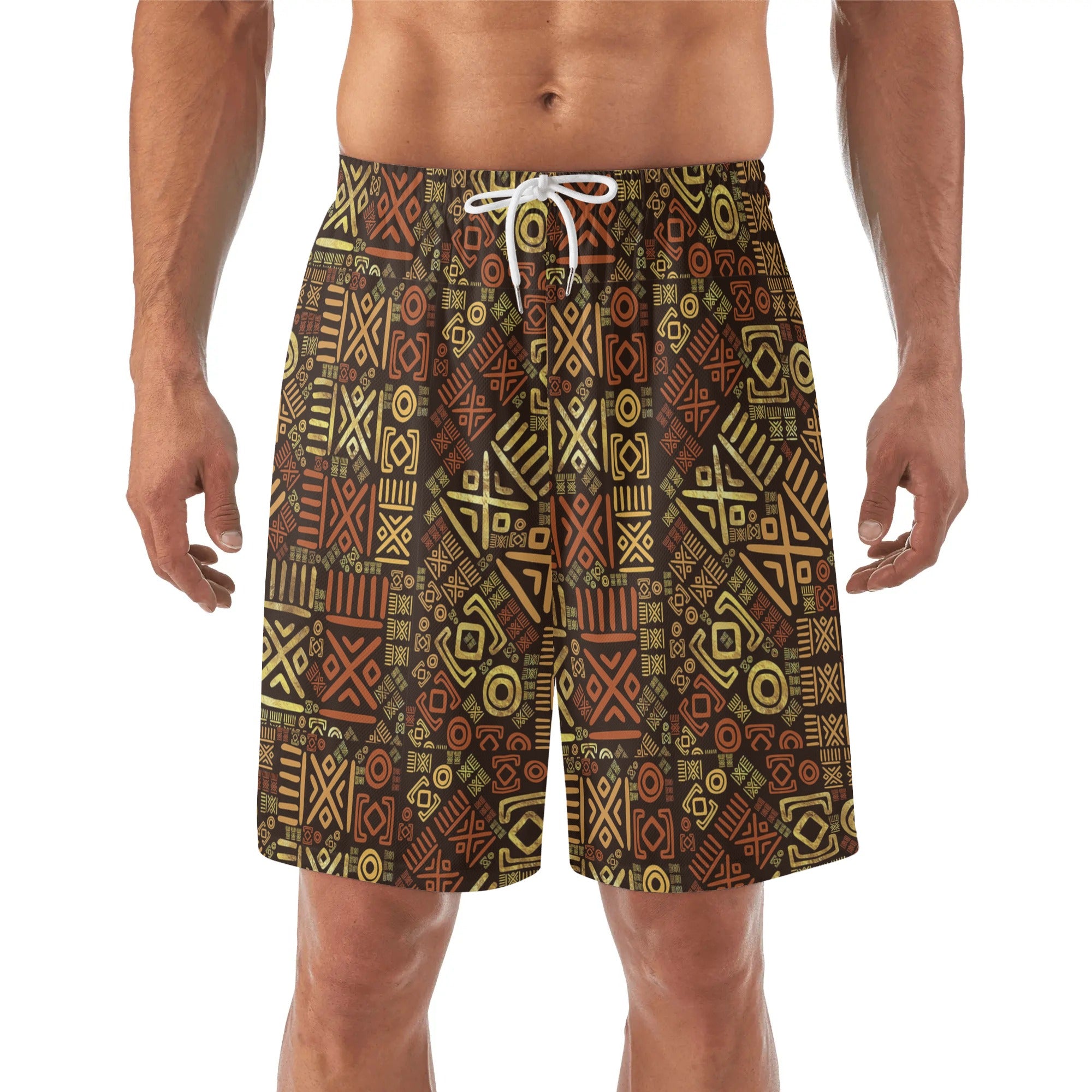 Mens Lightweight Hawaiian Beach Shorts - Tribal