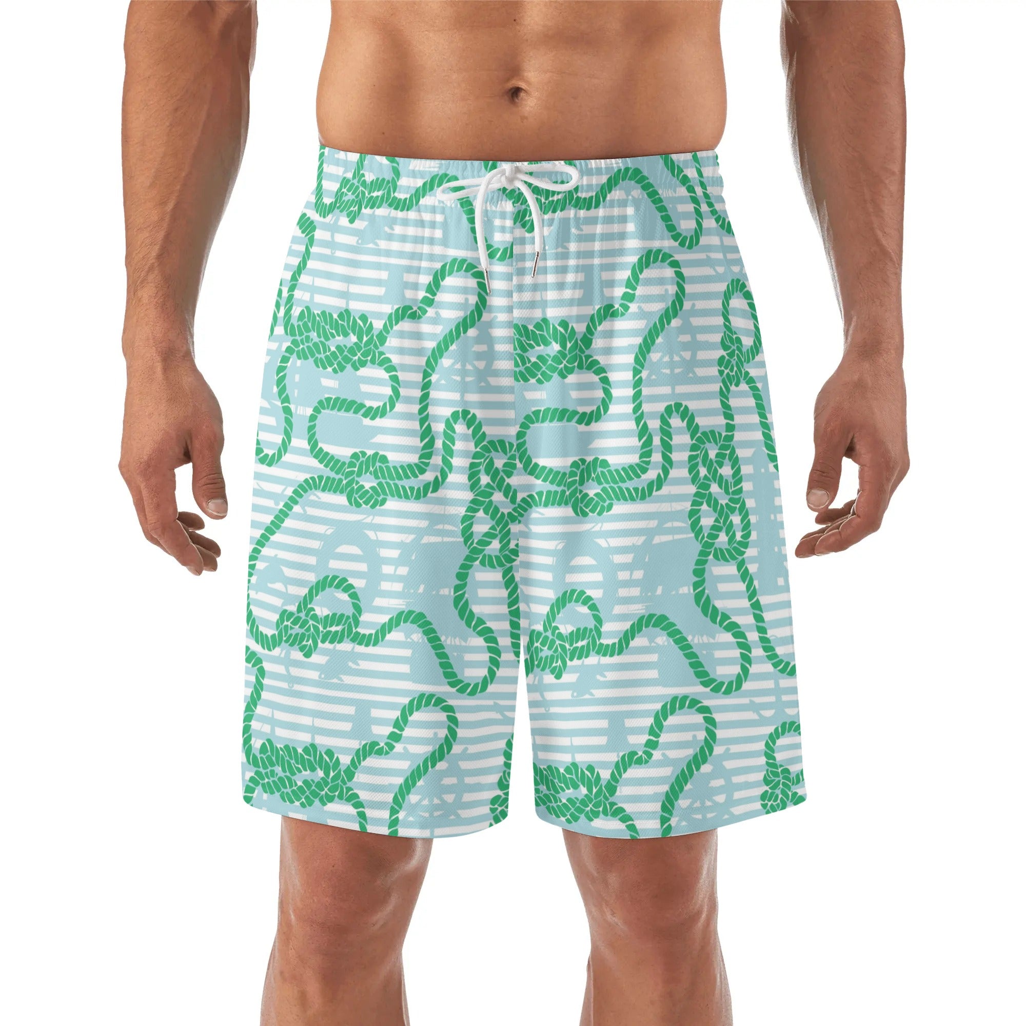 Mens Lightweight Hawaiian Beach Shorts - Nautical Knots