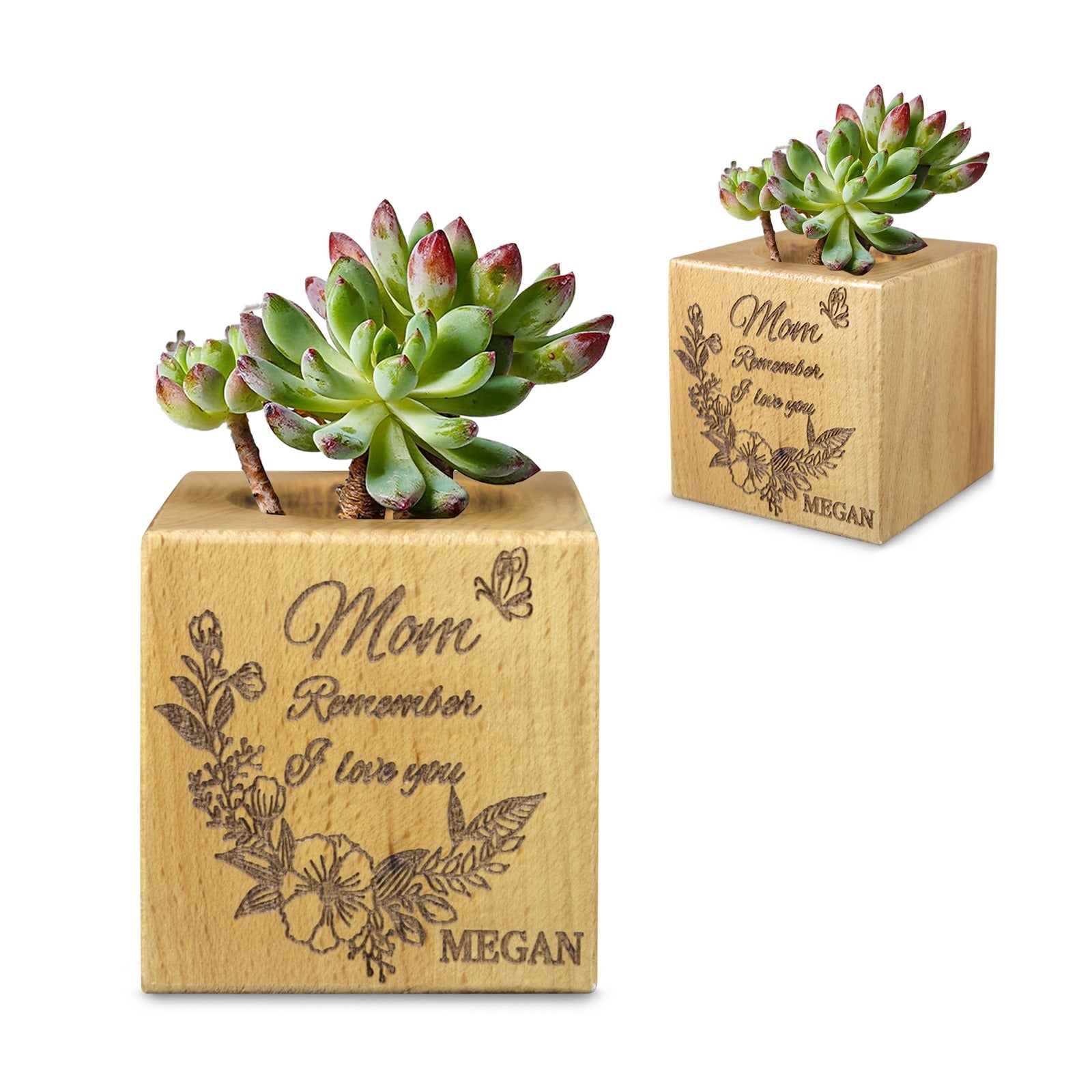 Mini Cube Wooden Flower Pot
