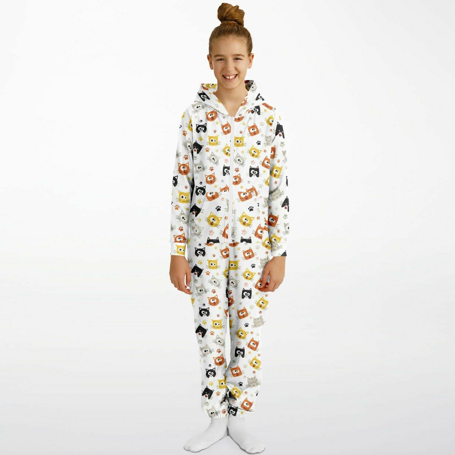 Kids Hooded Jumpsuit - Cats