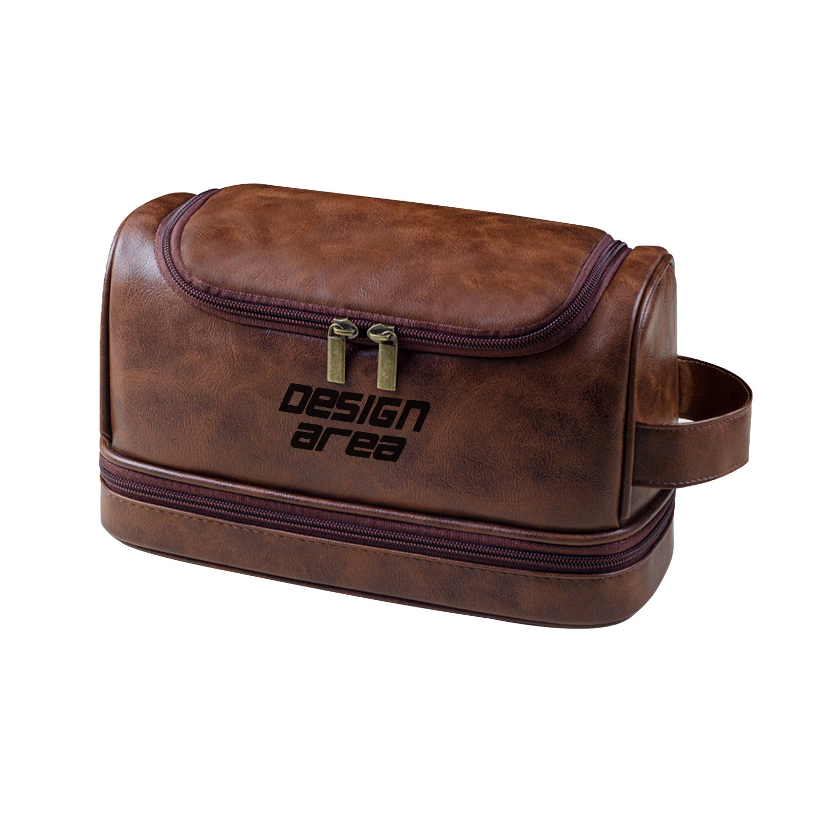 Customizable Faux-Leather Toiletry Bag (Front Engraving)