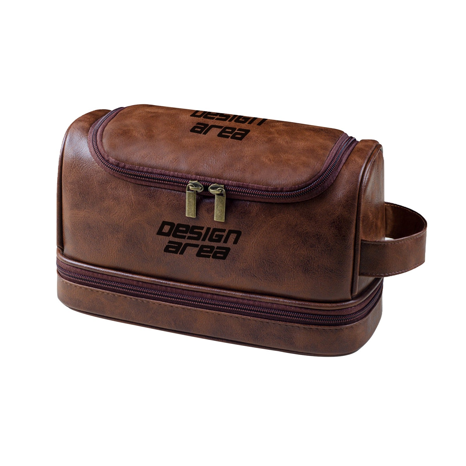 Customizable Faux-Leather Toiletry Bag (Double Engraving)