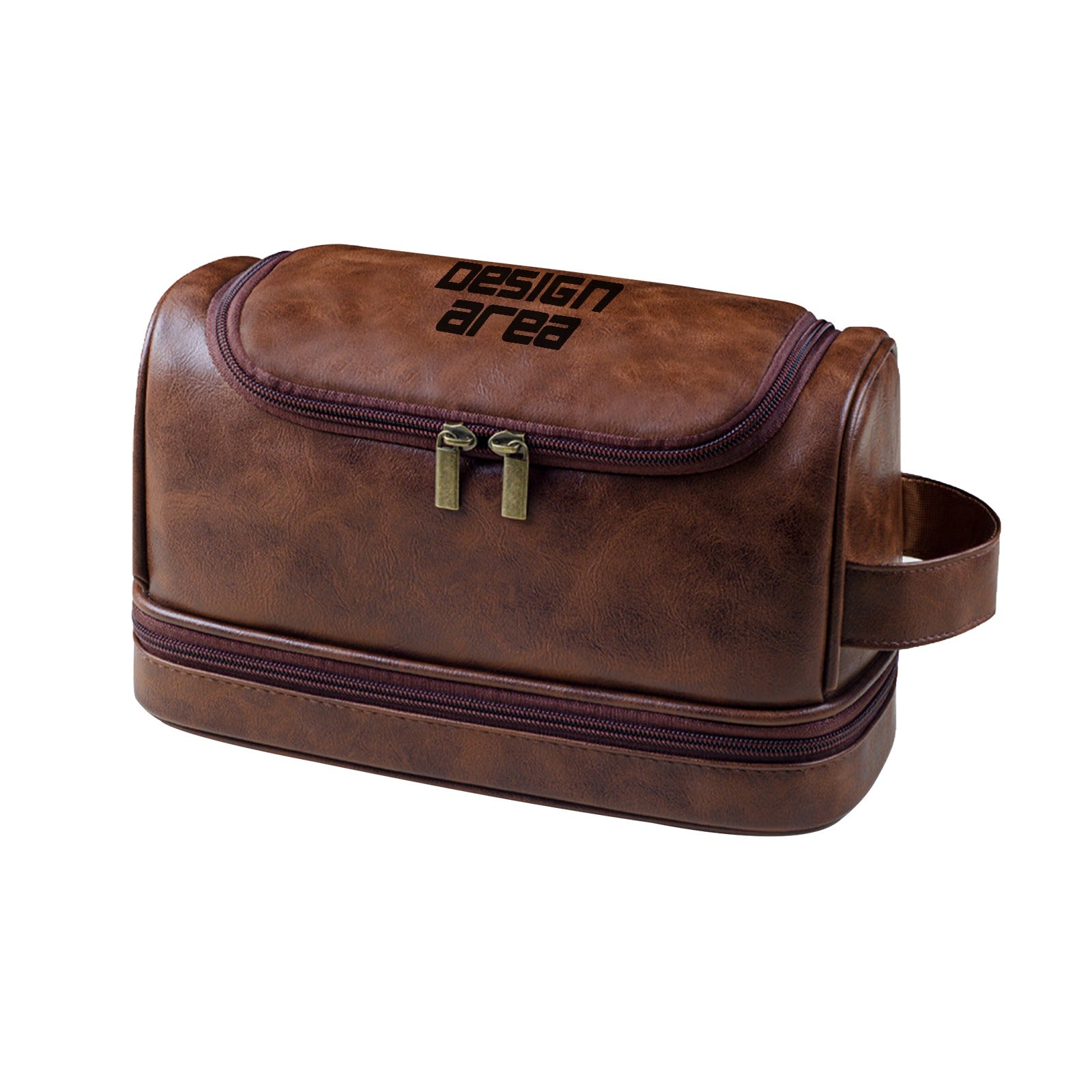 Customizable Faux-Leather Toiletry Bag (Top Engraving)
