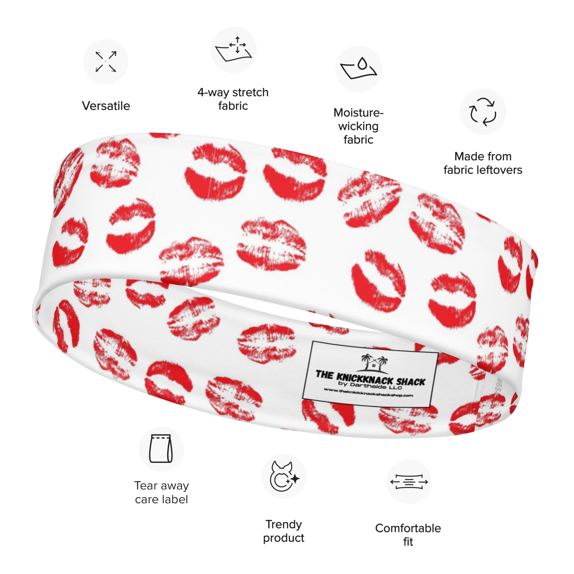 Women's Printed Headband - Lipstick Kisses