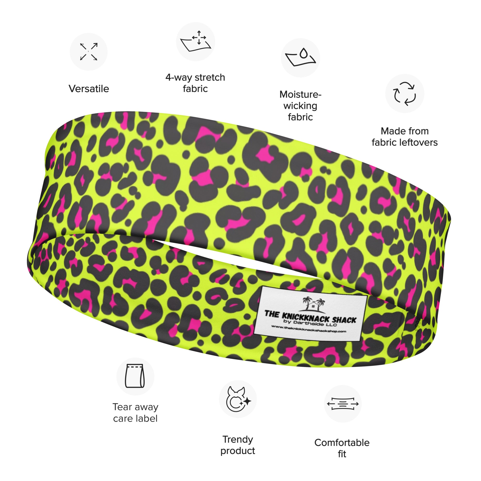 Women's Printed Headband - Neon Leopard