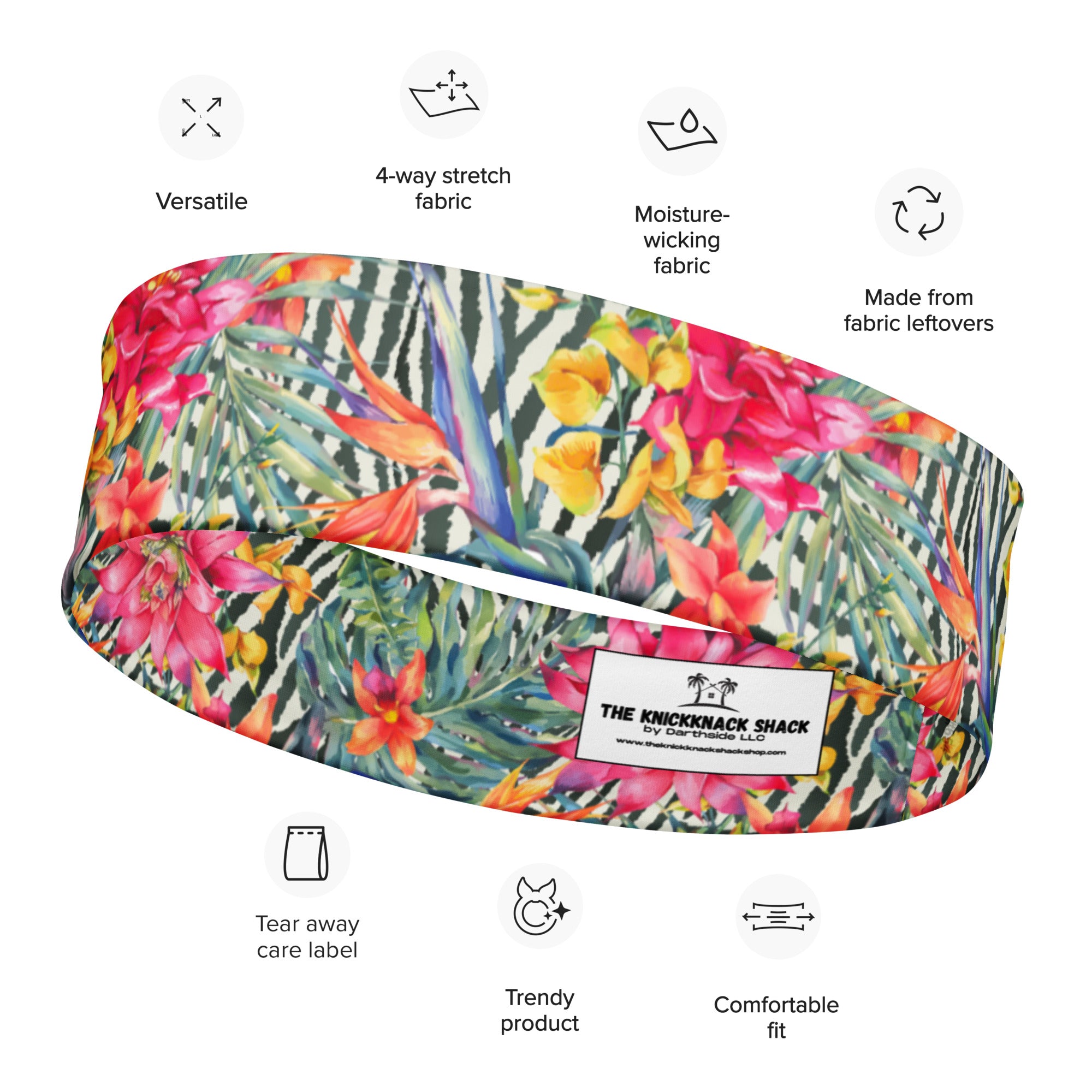 Women's Printed Headband - Bromeliad & Zebra