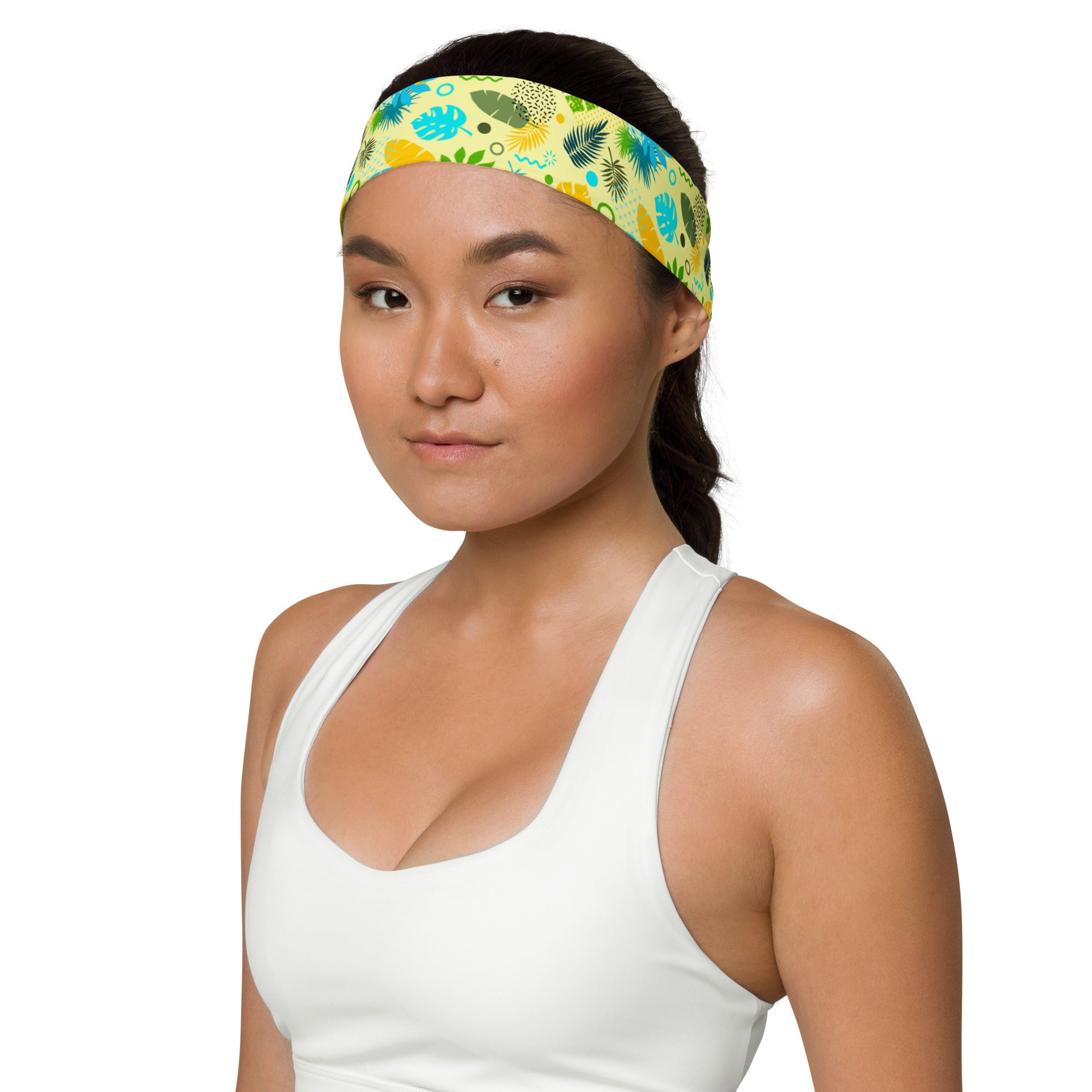 Women's Printed Headband - Tropical Print in Lemon & Lime