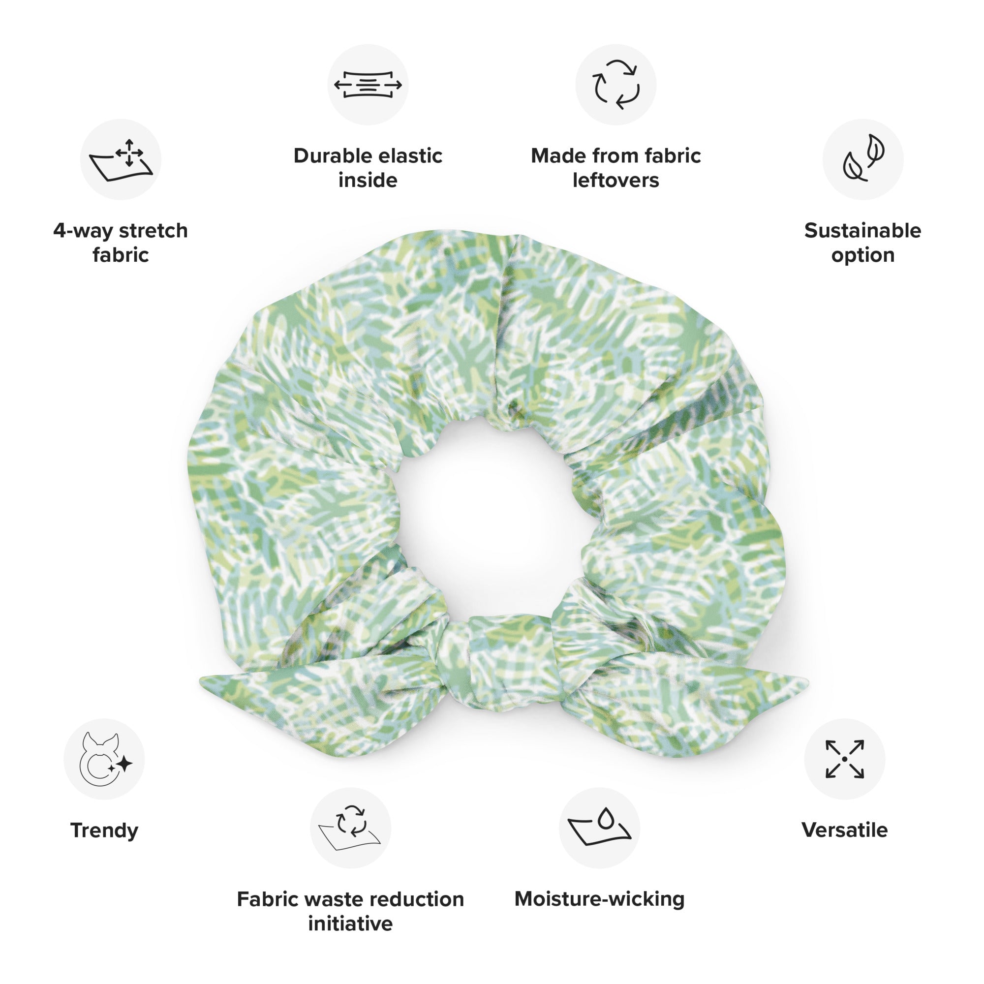 Printed Recycled-Fabric Scrunchie - Fresh Ferns