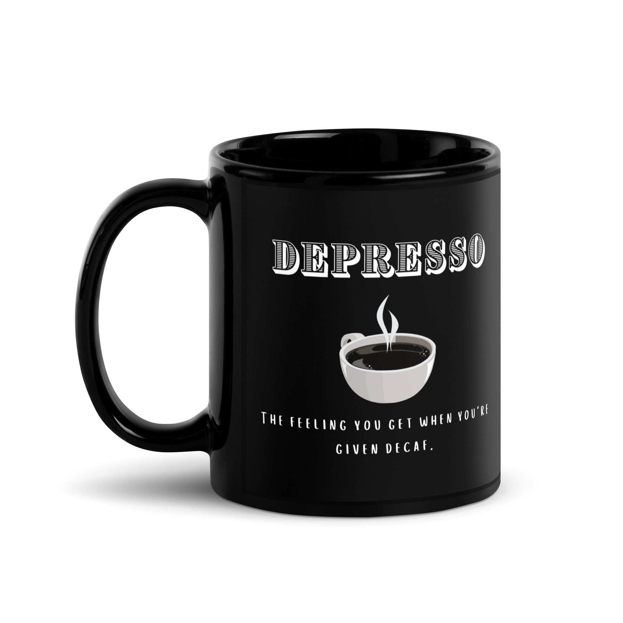 Black Glossy Mug - Depresso (R-Handed)
