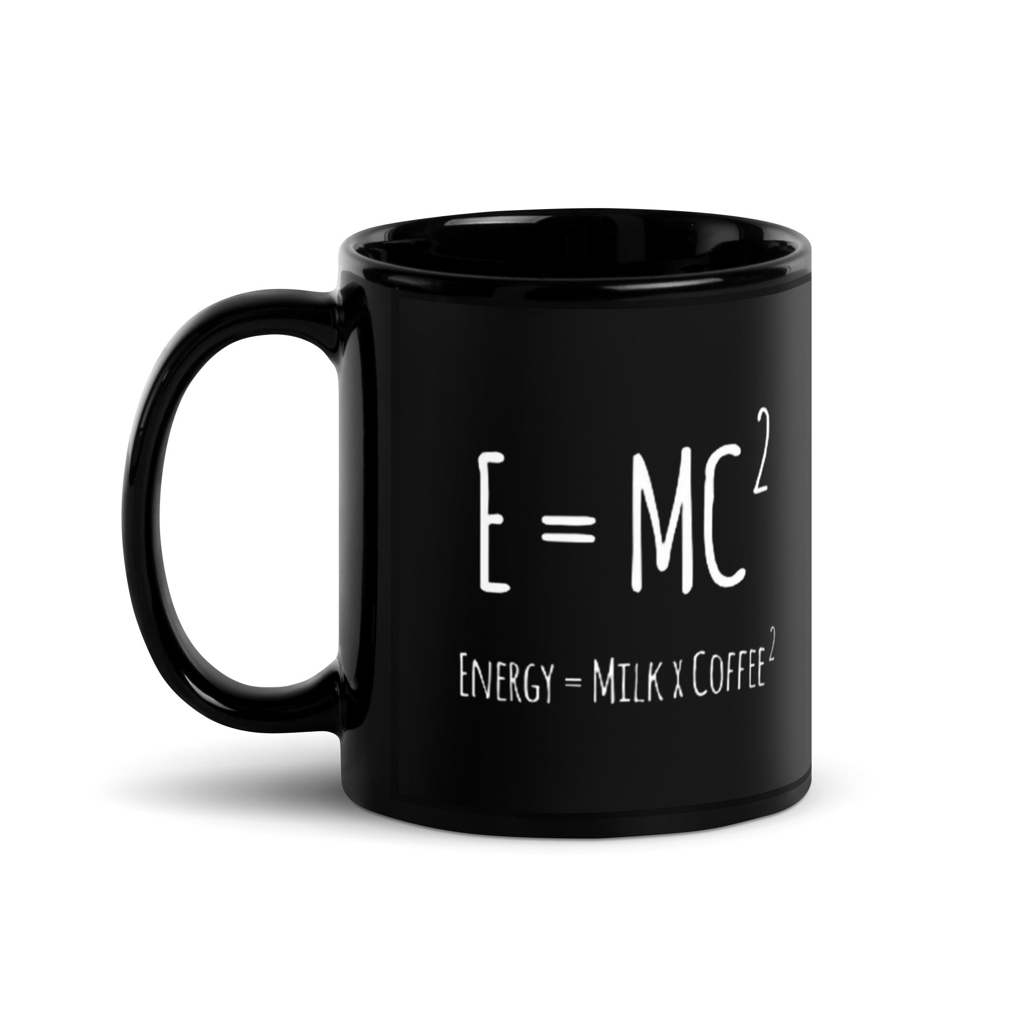 Black Glossy Mug - E=MC2   (R-Handed)