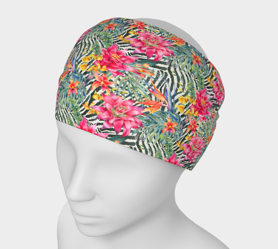 Wraparound Cloth Headband - Bromeliad & Zebra