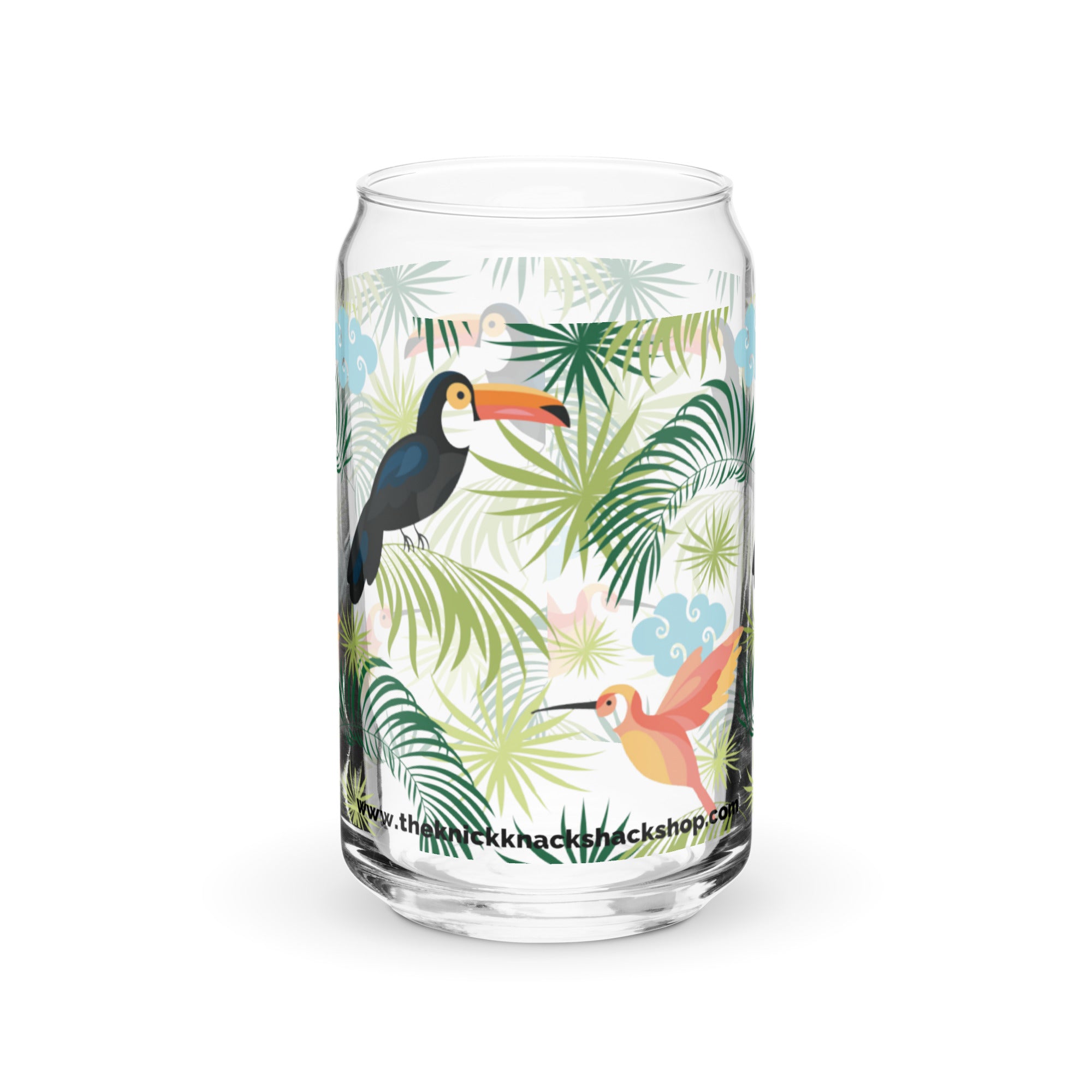 Can-Shaped Glass (16oz) - Tropical Birds