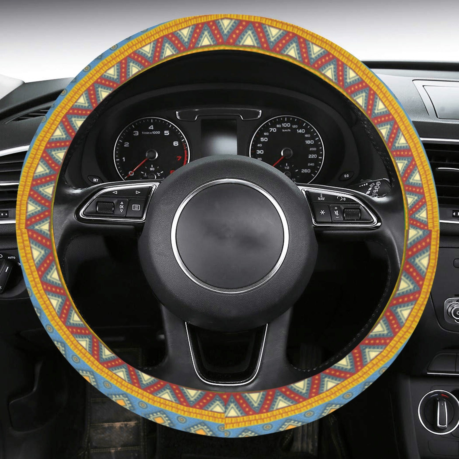 Steering Wheel Cover with Anti-Slip Insert - Aztec Print