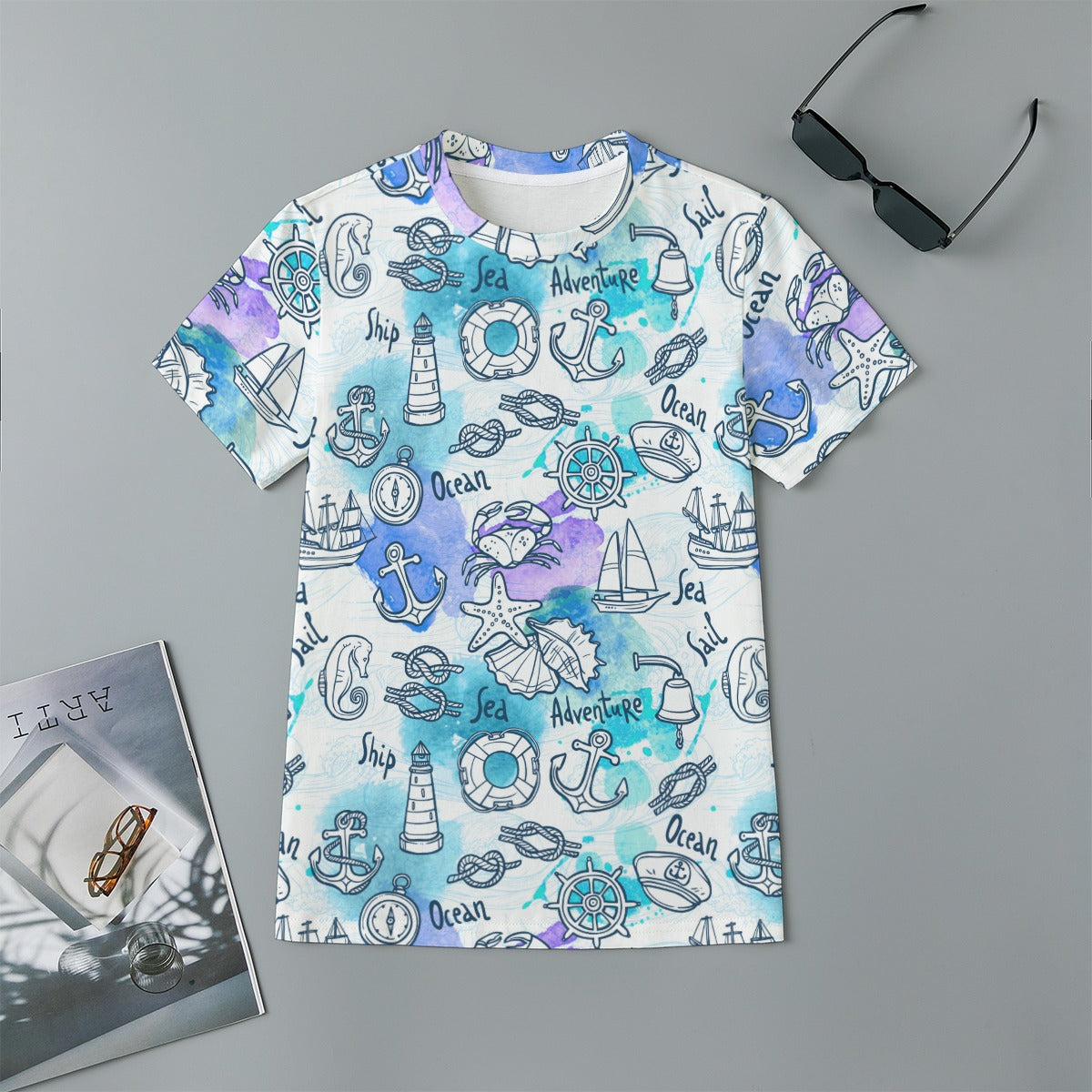 Kids 180GSM Cotton All-Over Print T-Shirt - Ocean Adventure