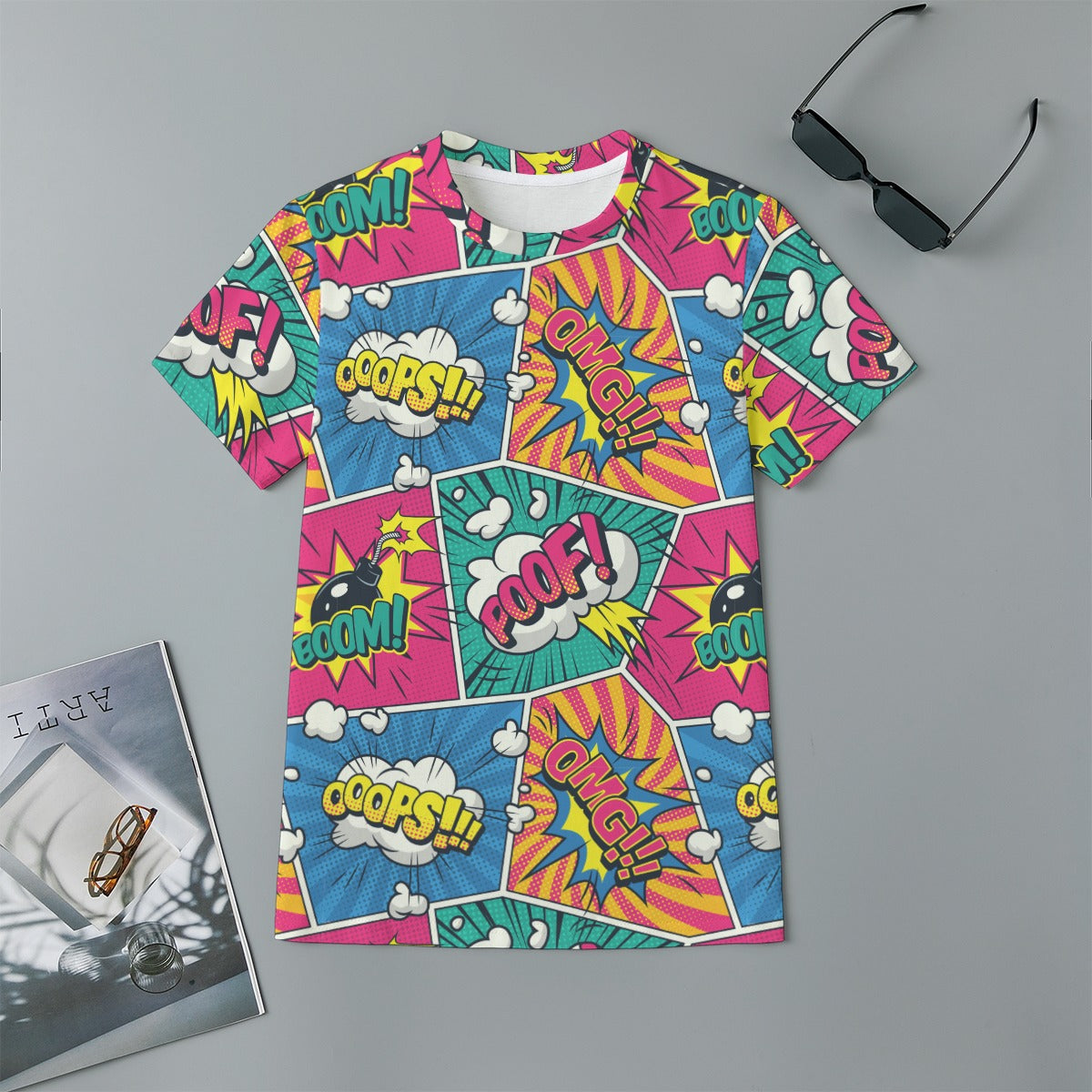 Kids 180GSM Cotton All-Over Print T-Shirt - Boom Boom Pow!