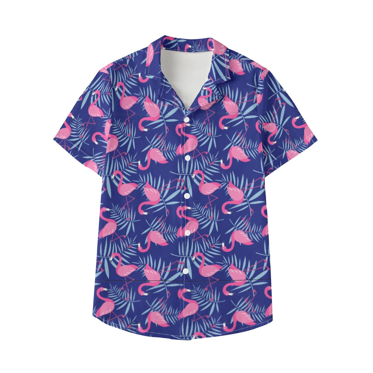 Kid's 115GSM Cotton Poplin Hawaiian Shirt - Flamingo Frolic