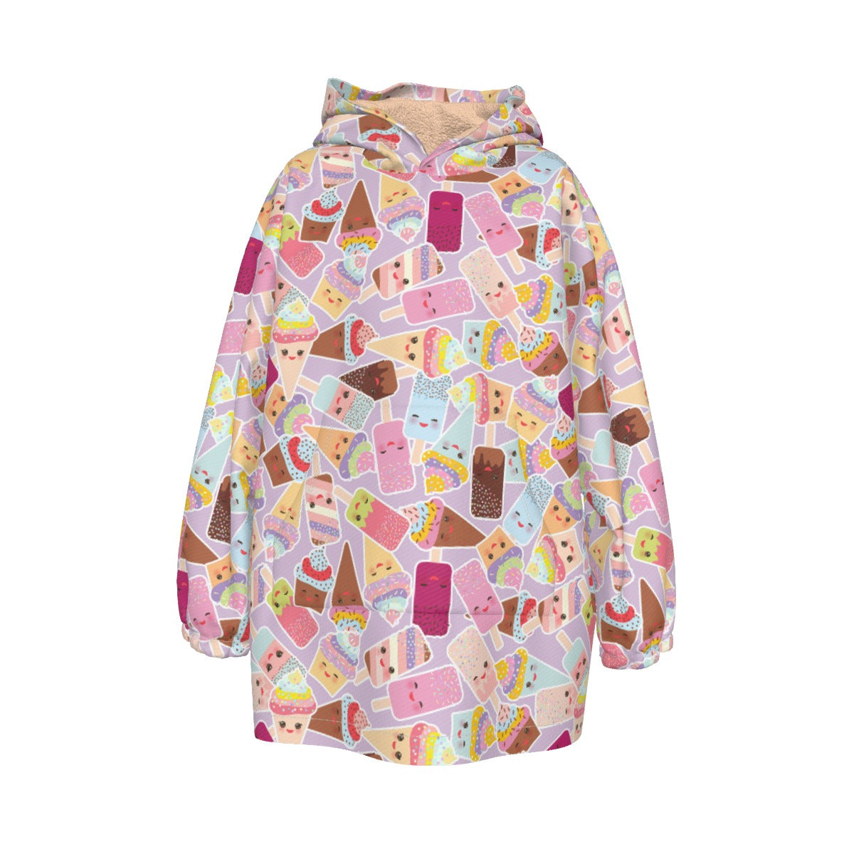 Kid's Sherpa Fleece Hoodie Blanket - I Scream for Ice Cream