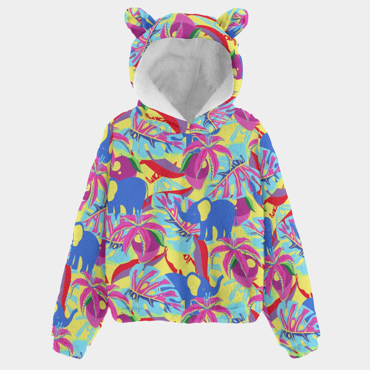 Kid’s Borg Fleece Sweatshirt With Ears - Mango Tango