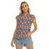 Women's Cap-Sleeve V-Neck Top - Mandarin Dreams