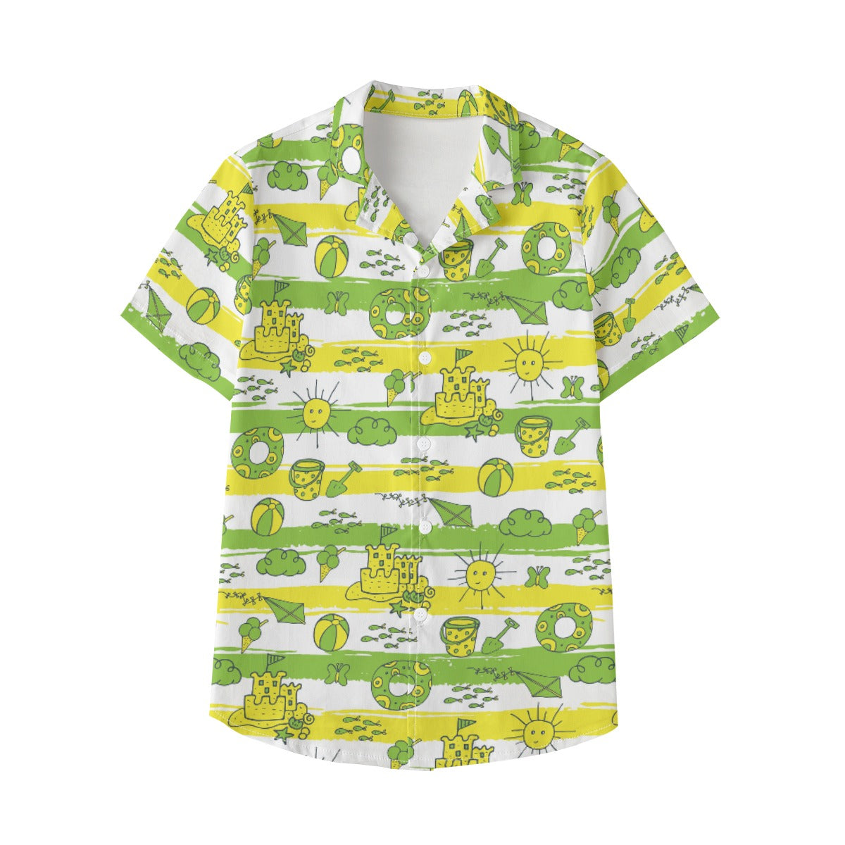 Kid's 115GSM Cotton Poplin Hawaiian Shirt - A Day at the Beach