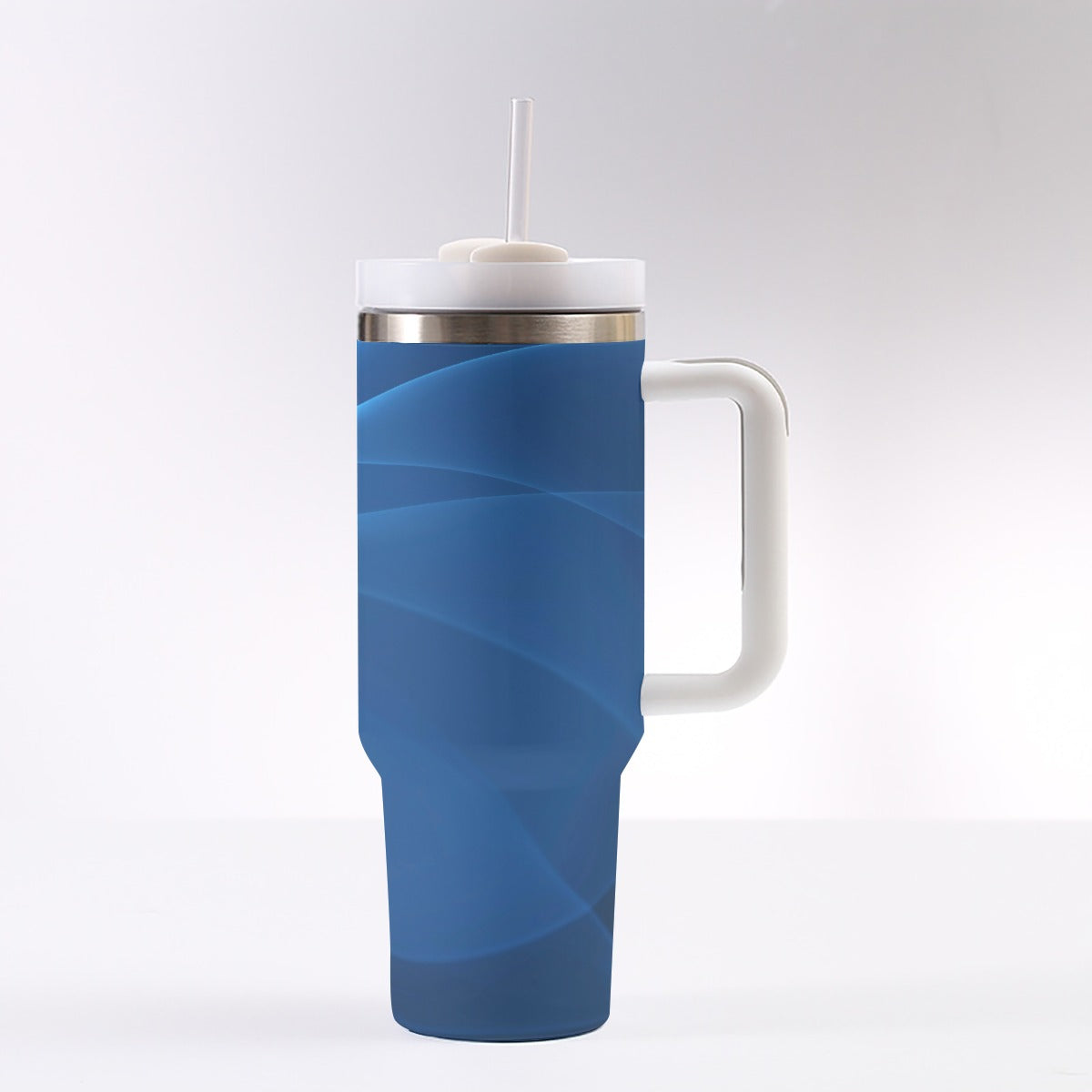 40oz Stainless Steel "Stanley" Tumbler With Handle - Blue Wave