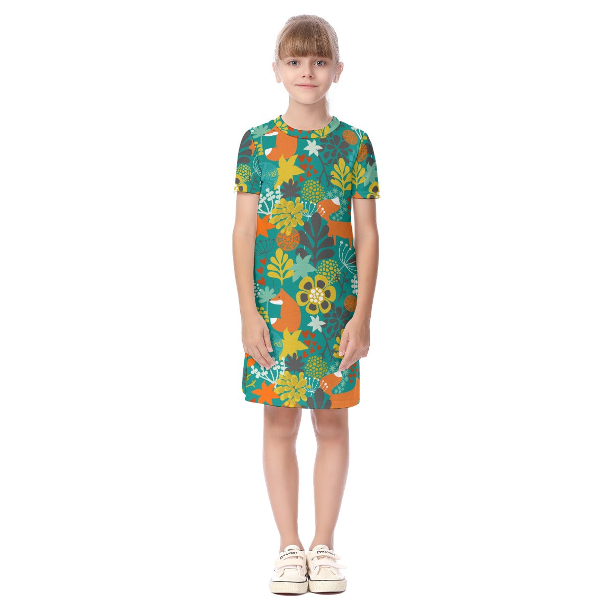 Kid's Short Sleeve T-Shirt Dress - Forest Fables