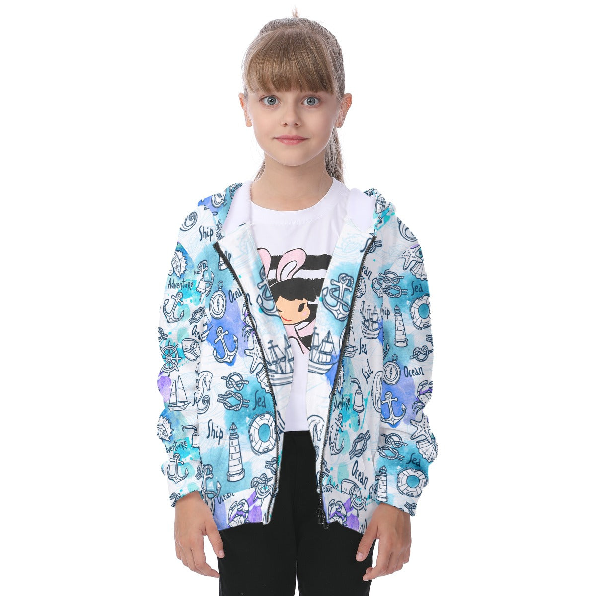 Kid's Heavy Fleece Zip Up Hoodie - Ocean Adventure