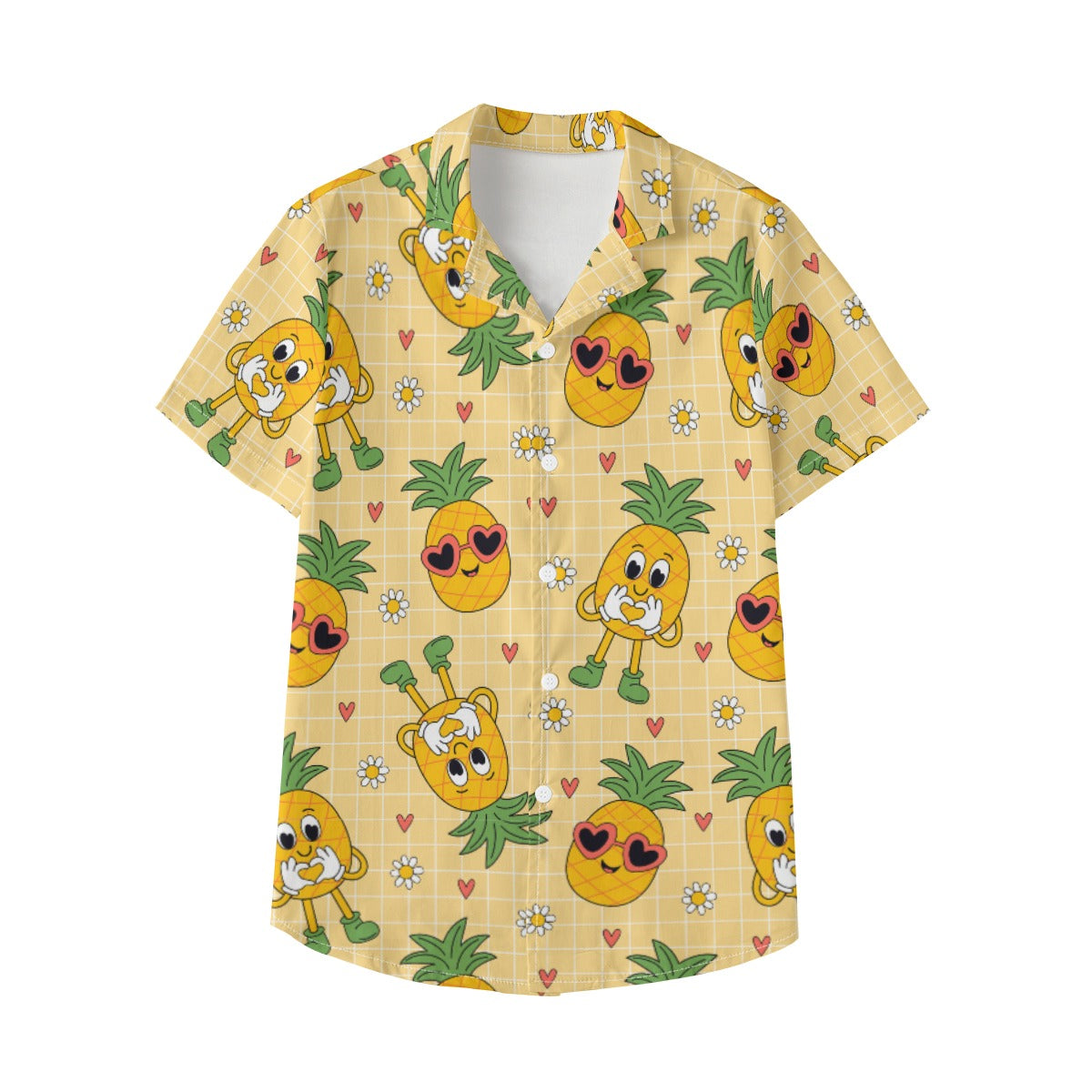 Kid's 115GSM Cotton Poplin Hawaiian Shirt - Pineapple Love