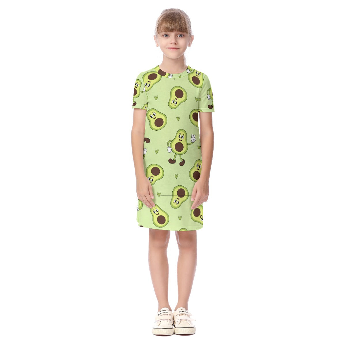 Kid's Short Sleeve T-Shirt Dress - Avocado Bop