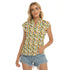 Women's Cap-Sleeve V-Neck Top - Houndstooth