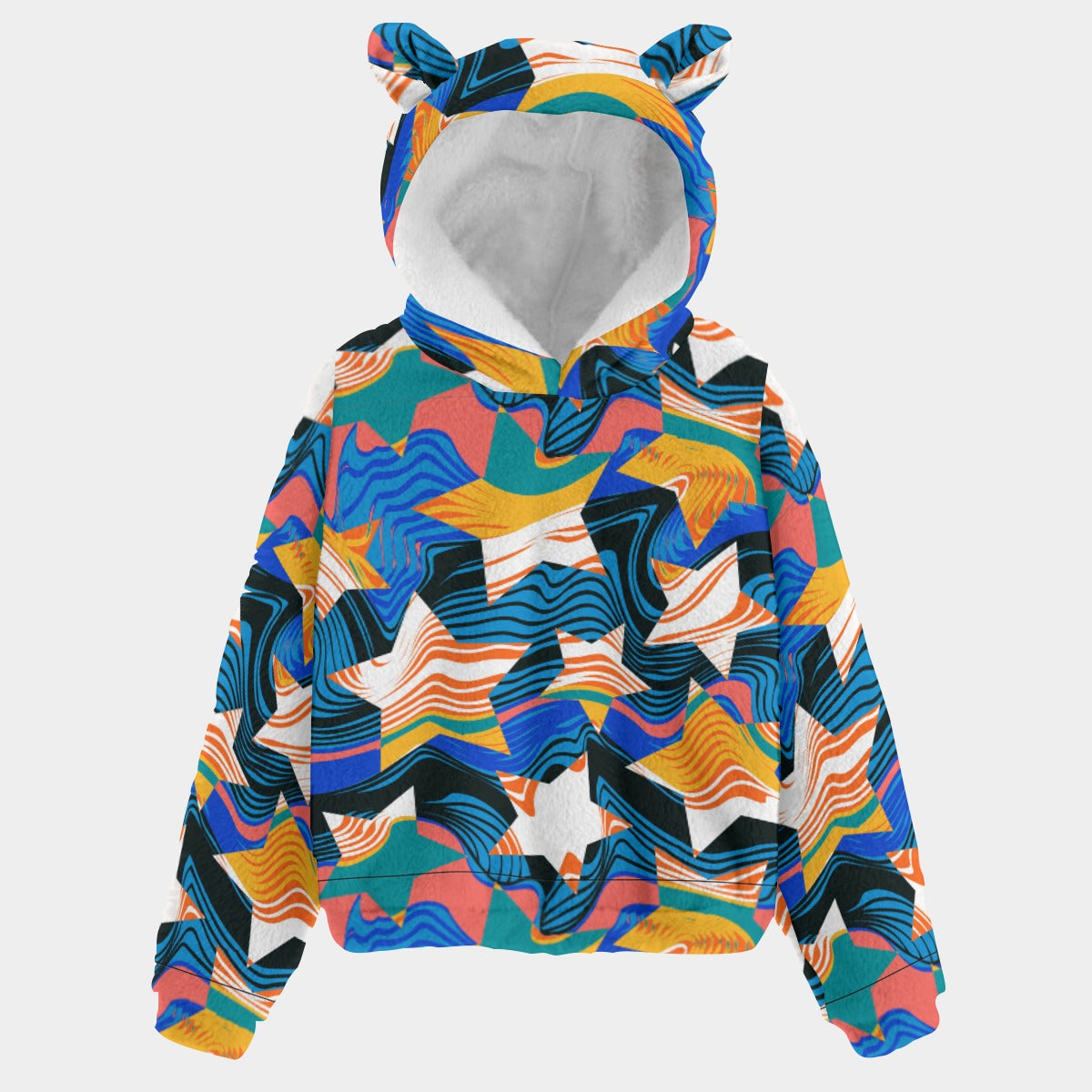 Kid’s Borg Fleece Sweatshirt With Ears - Stellar Swirls