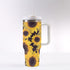 40oz Stainless Steel "Stanley" Tumbler With Handle - Sunflowers