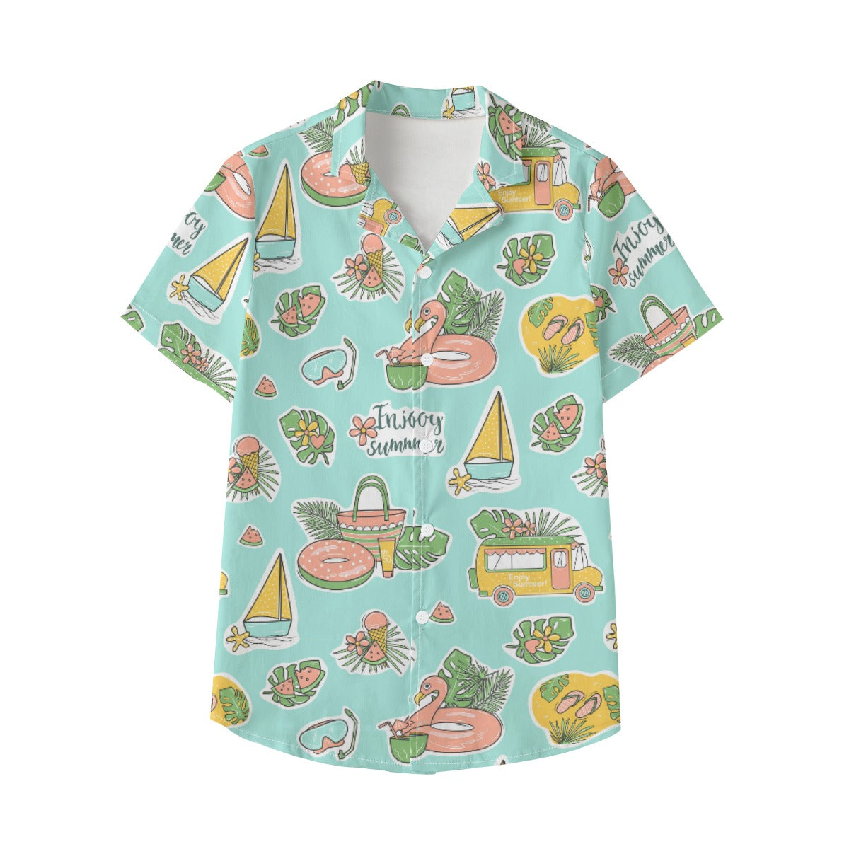 Kid's 115GSM Cotton Poplin Hawaiian Shirt - Enjoy Summer