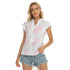 Women's Cap-Sleeve V-Neck Top - Powder Pink Peonies