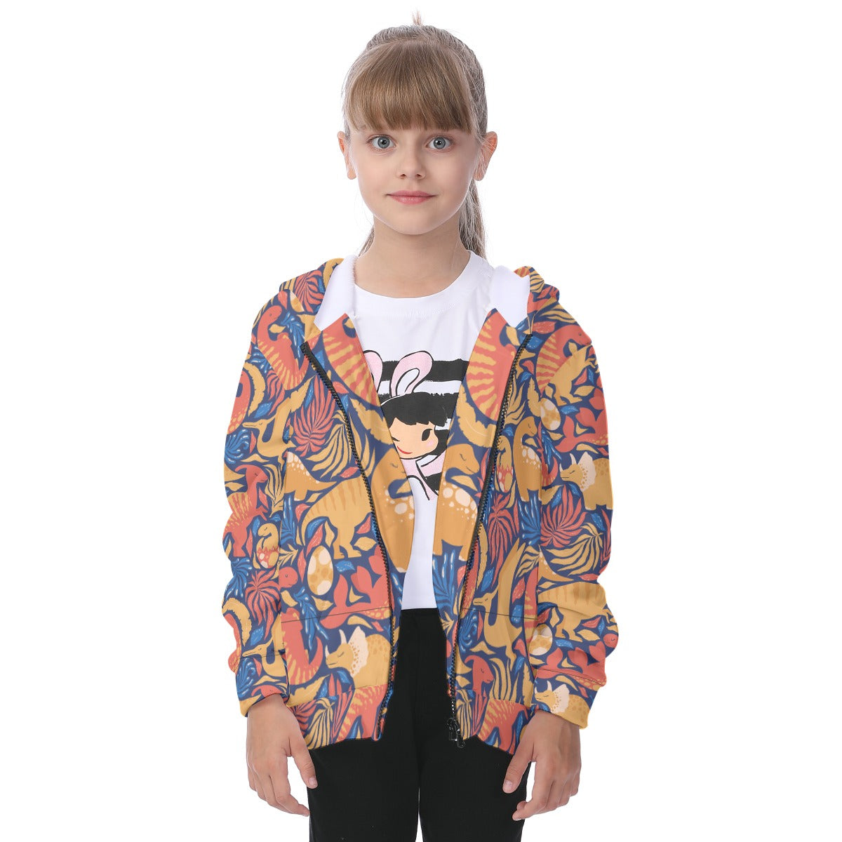 Kid's Heavy Fleece Zip Up Hoodie - Dino Dreamtime