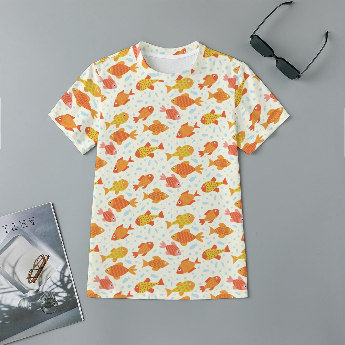 Kids 180GSM Cotton All-Over Print T-Shirt - Goldfish Galore