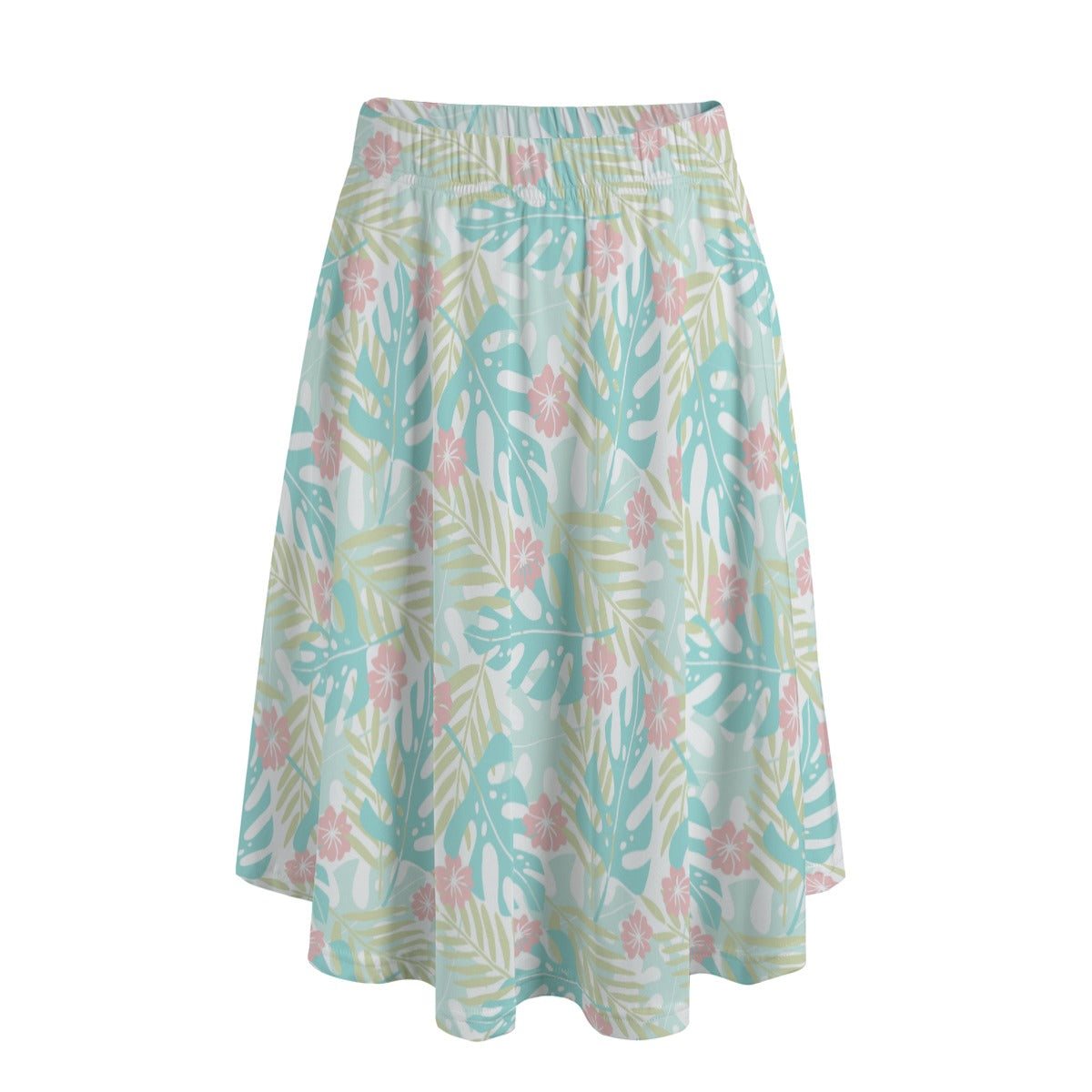 Printed Maxi Skirt with Pockets - Tropical Print in Pastels