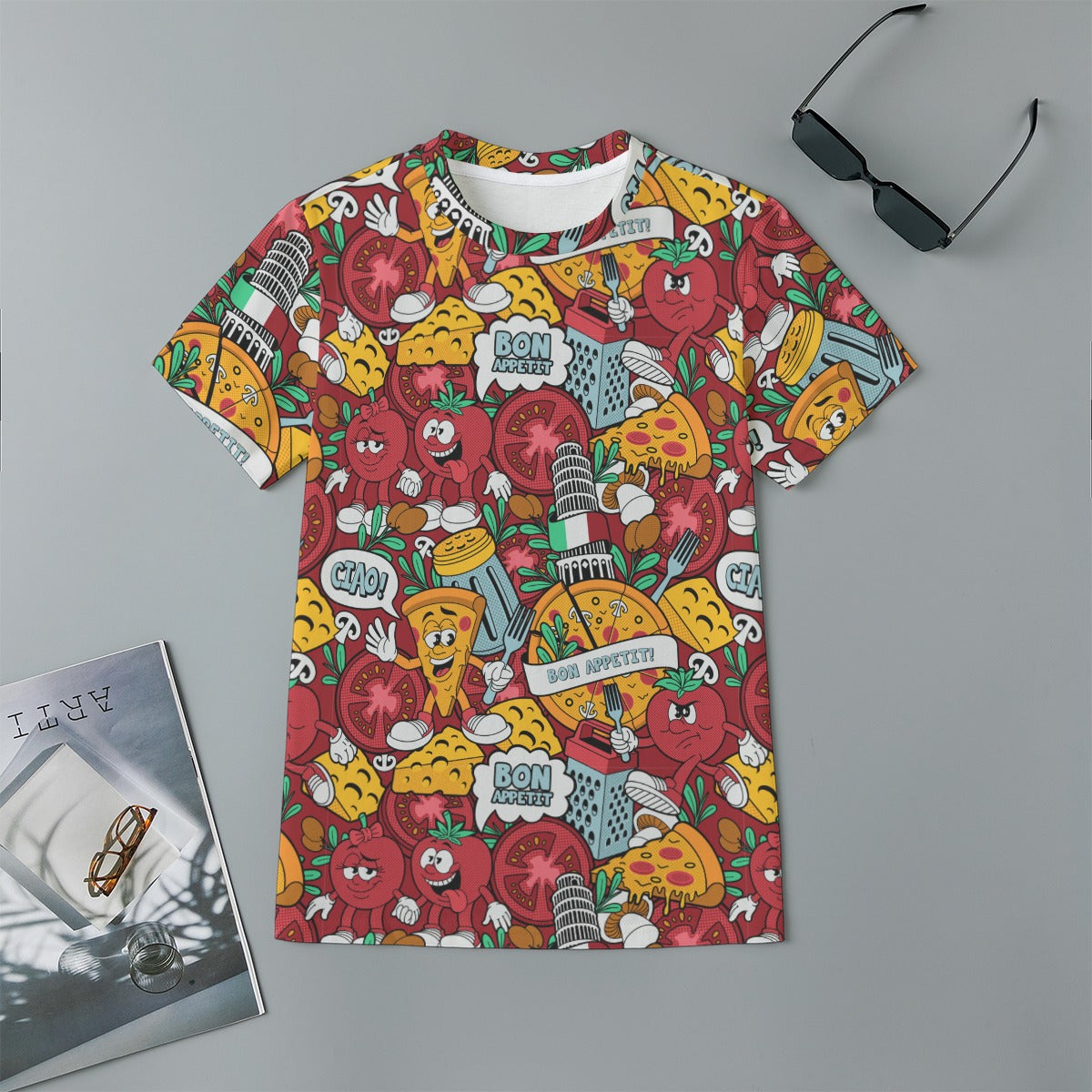 Kids 180GSM Cotton All-Over Print T-Shirt - Pizza'more