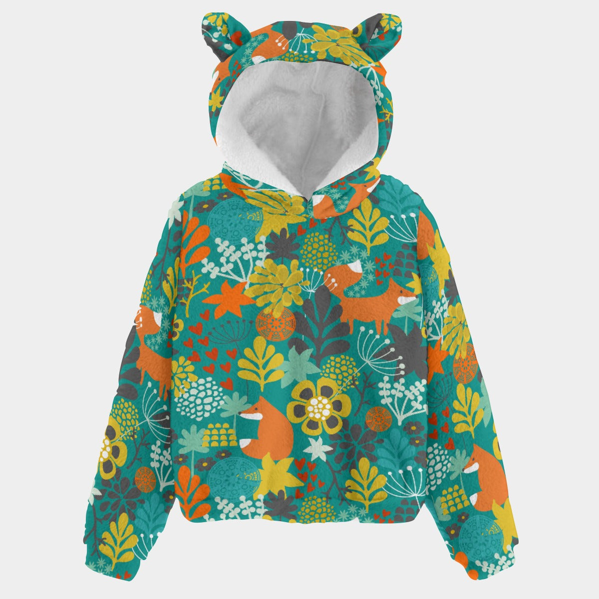 Kid’s Borg Fleece Sweatshirt With Ears - Forest Fables