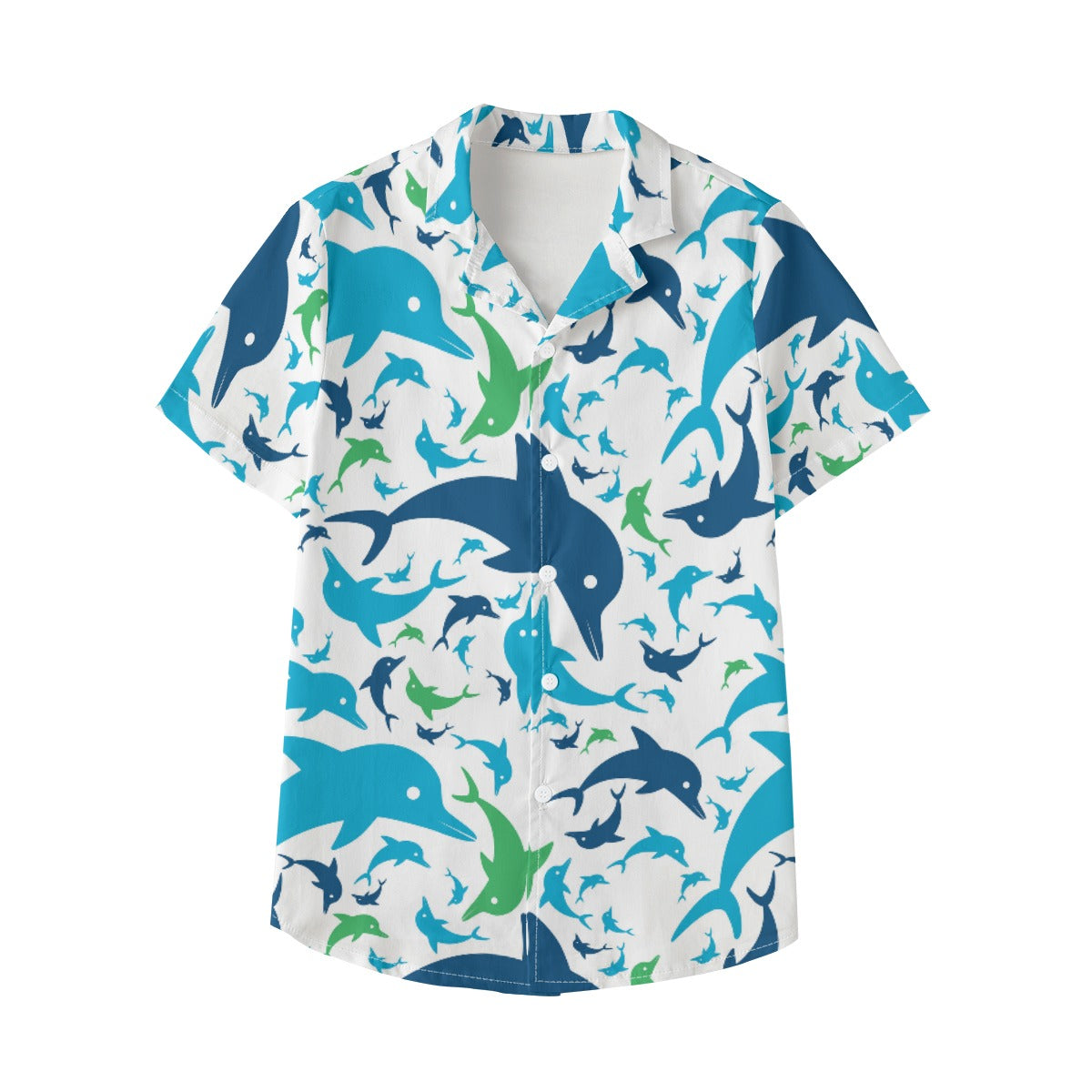 Kid's 115GSM Cotton Poplin Hawaiian Shirt - Dolphin Dance