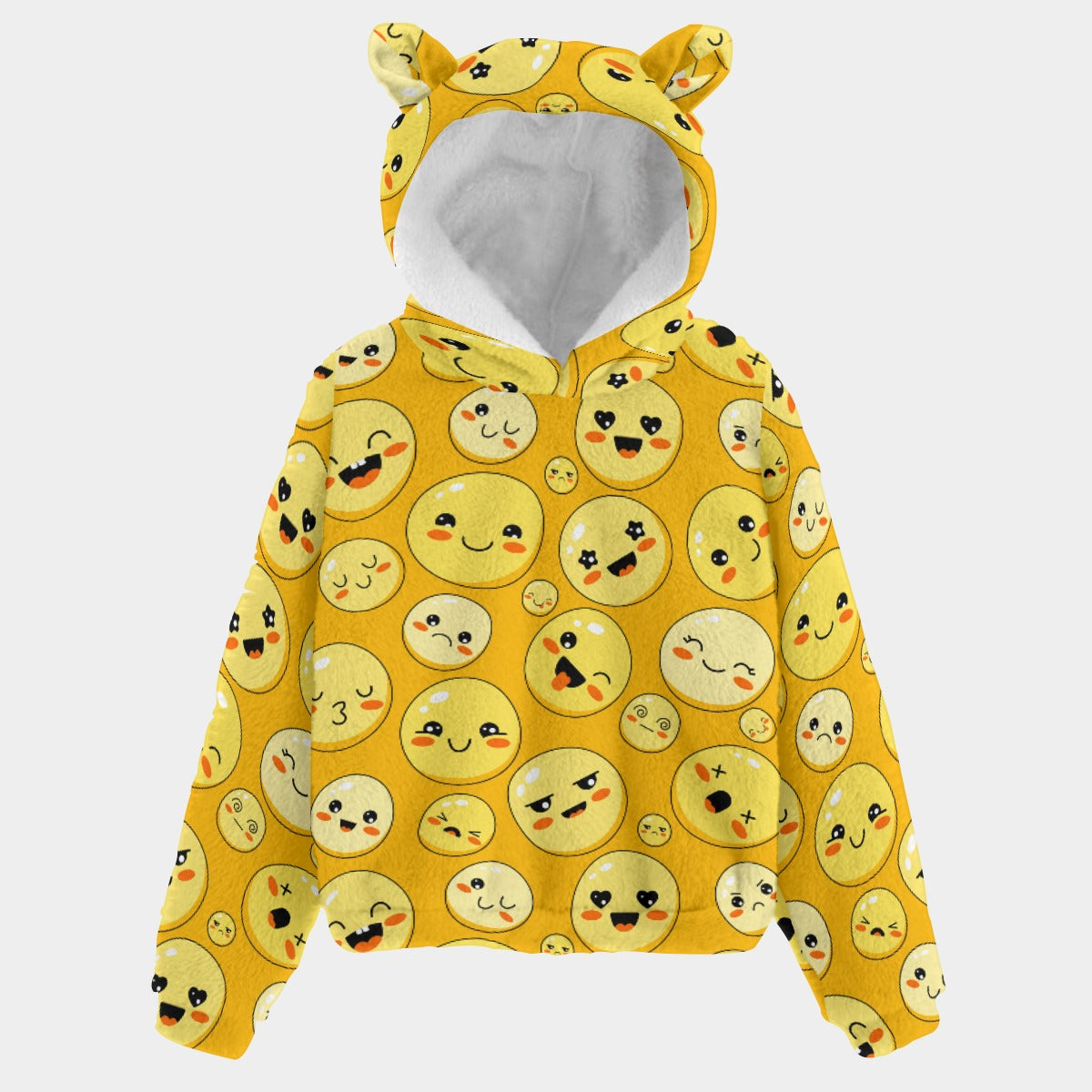 Kid’s Borg Fleece Sweatshirt With Ears - Emojis