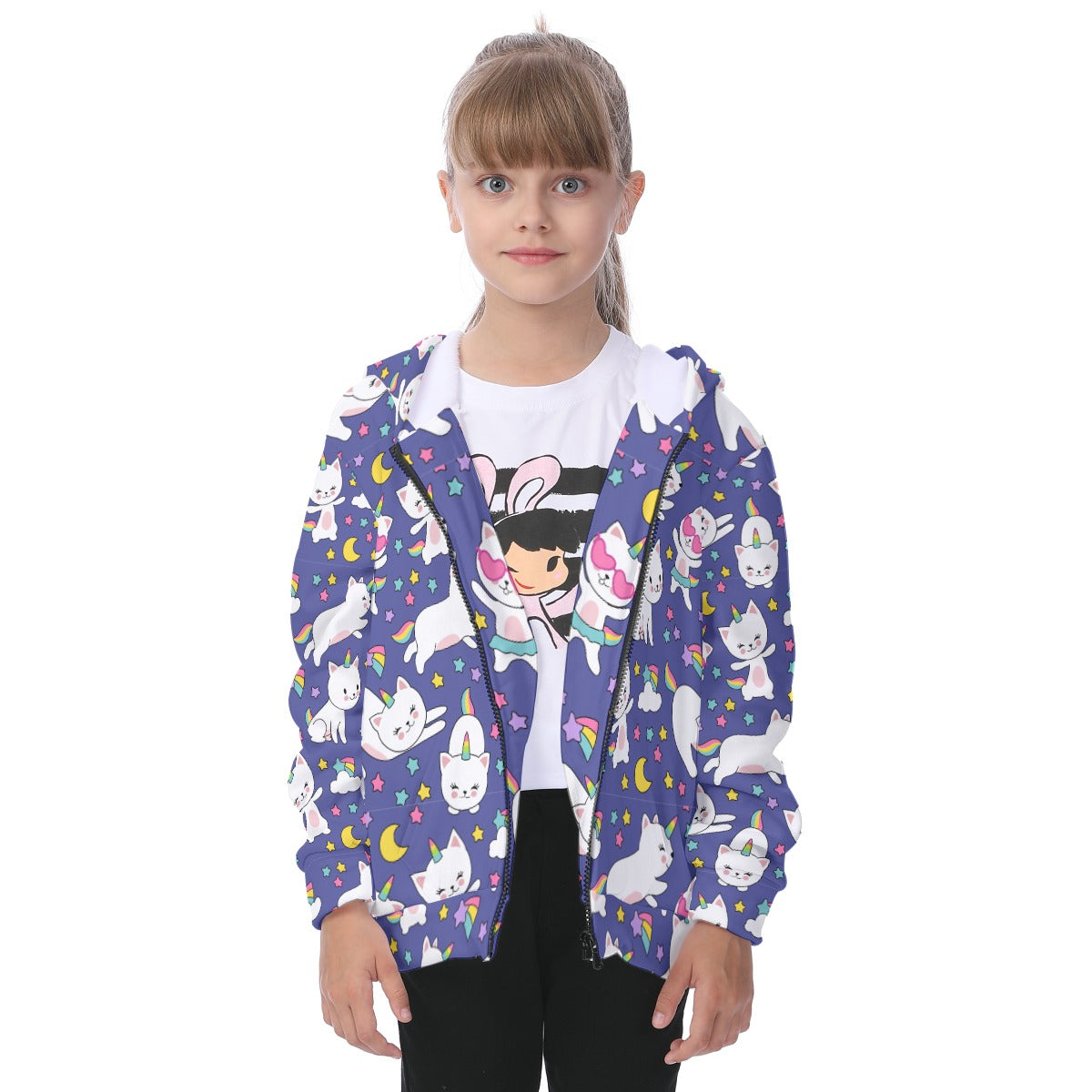 Kid's Heavy Fleece Zip Up Hoodie - UniKitty