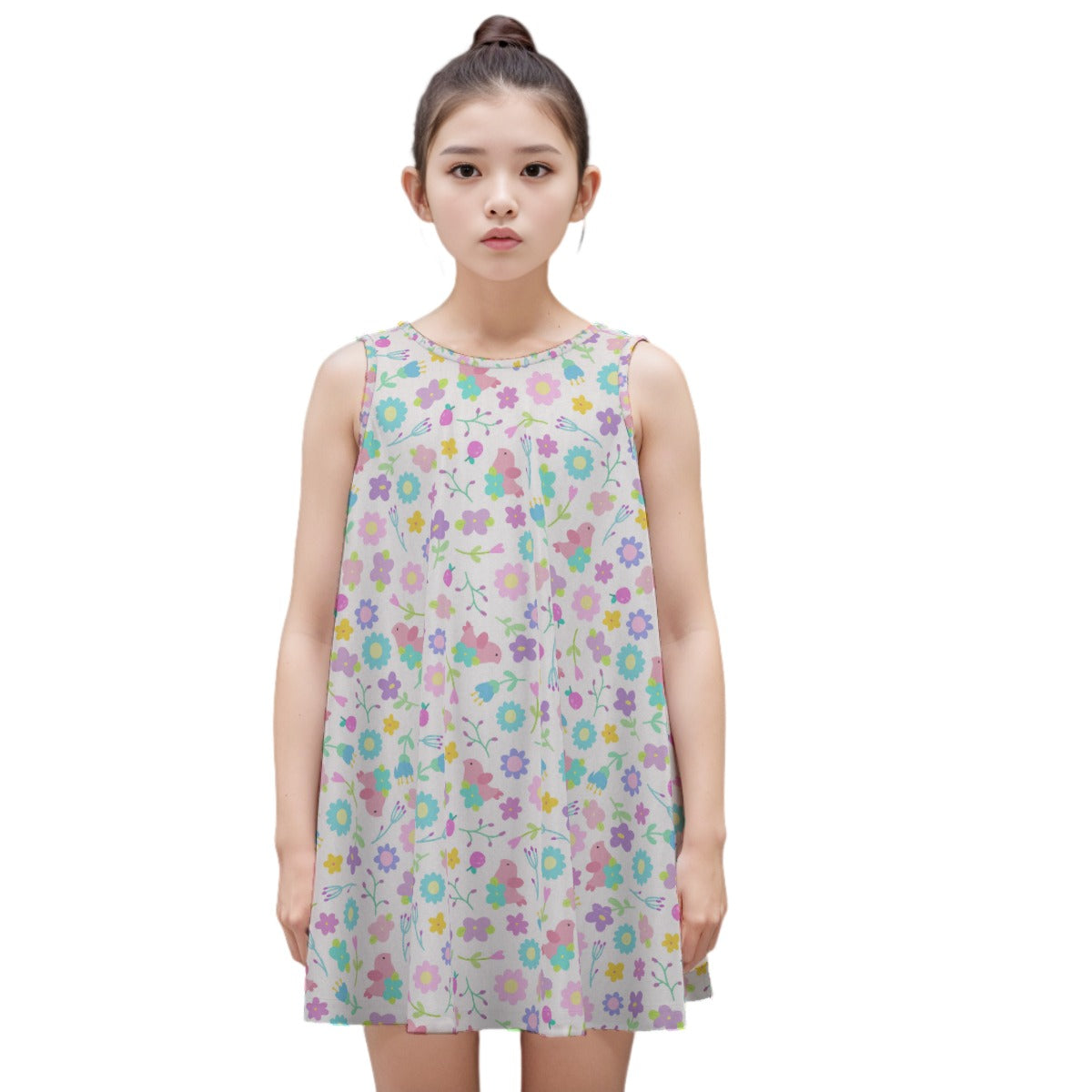 Kid's Sleeveless Cotton Swing Dress - Country Meadow