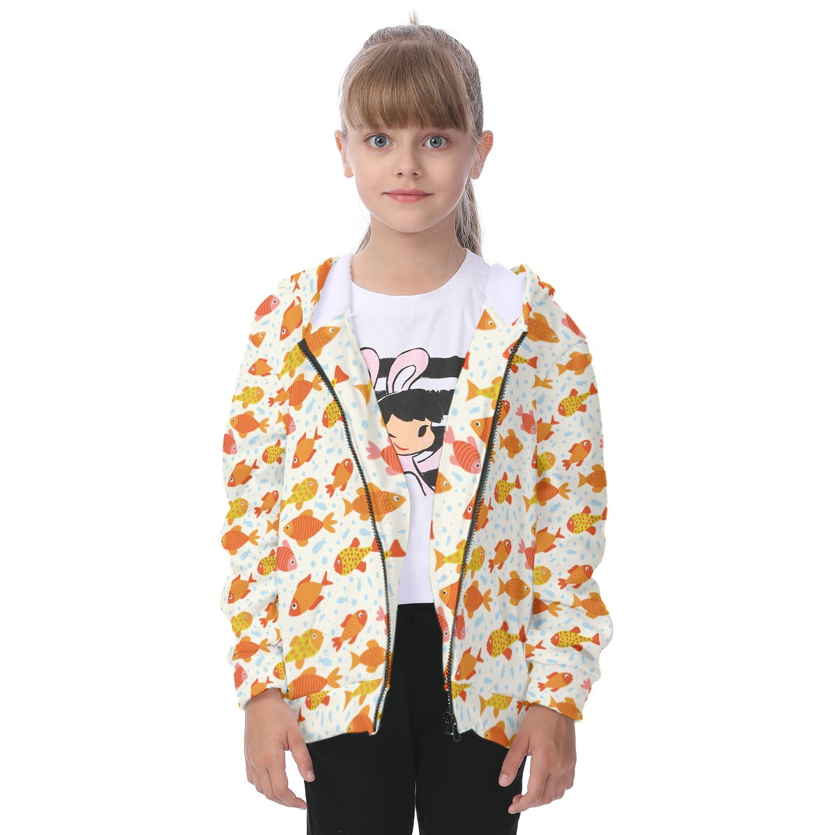 Kid's Heavy Fleece Zip Up Hoodie - Goldfish Galore