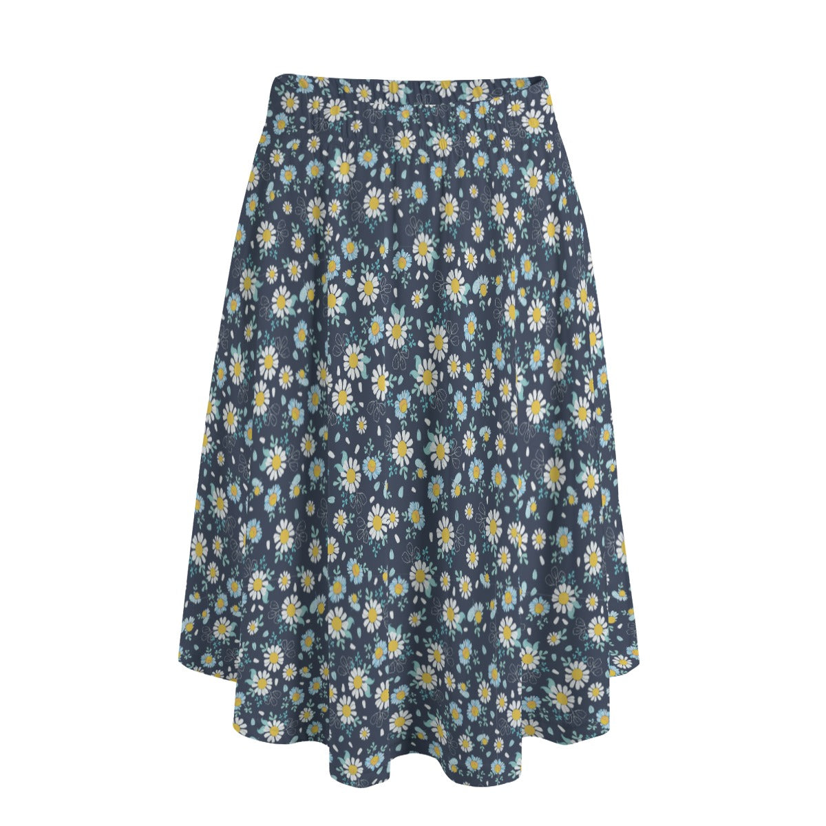 Printed Maxi Skirt with Pockets - Ditsy Print in Navy