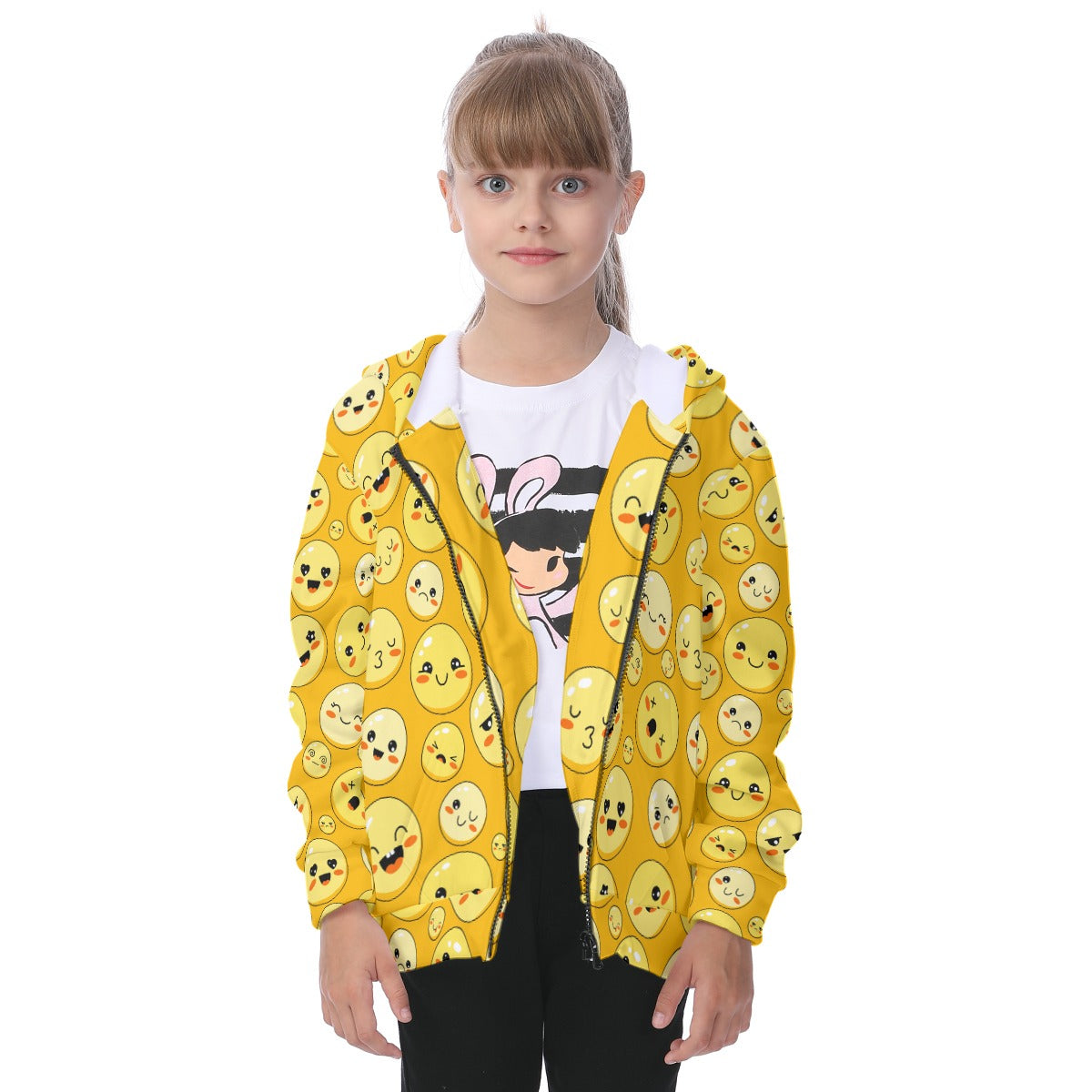 Kid's Heavy Fleece Zip Up Hoodie - Emojis