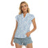 Women's Cap-Sleeve V-Neck Top - Blue Chintz